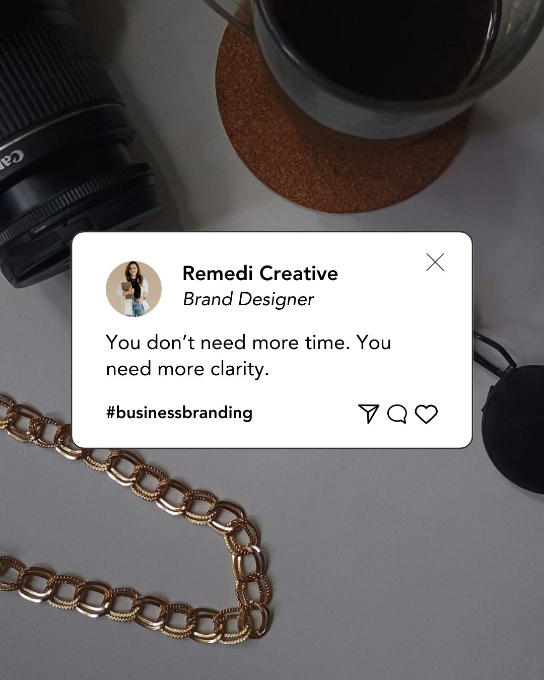 You don’t need more hours in the day—you need clarity in your brand! When your message is clear, everything clicks. Want your brand to feel less chaotic and more confident? I’m here to help you get there. #businessbranding