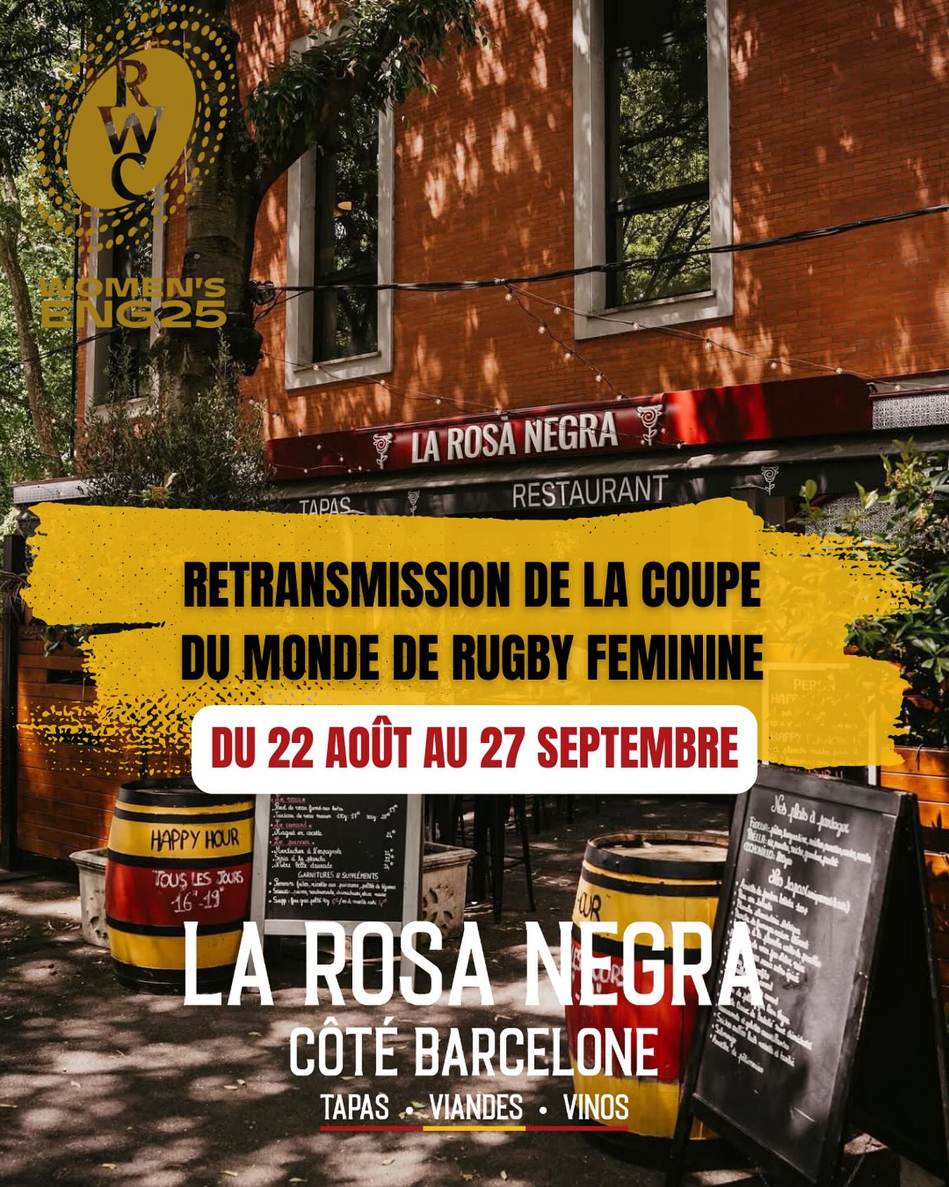 Eh oui on retransmet aussi le sport féminin et ça commence dès demain! Mais le gros RDV c’est samedi soir avec 🇫🇷France-Italie🇮🇹à 21h ! Pense à réserver ta table parce que le rugby c’est mieux avec des copains, du vin et de la bonne viande 🥩🍷🐗 et bringue dès la fin du match 💃🕺🪩 #rugby #wrc2025 #toulouse #bar #tapas #soyonsbleues #allezlesbleus #rugbyfeminin #apero #bartapas #grilladeaufeudebois #dj #bodega