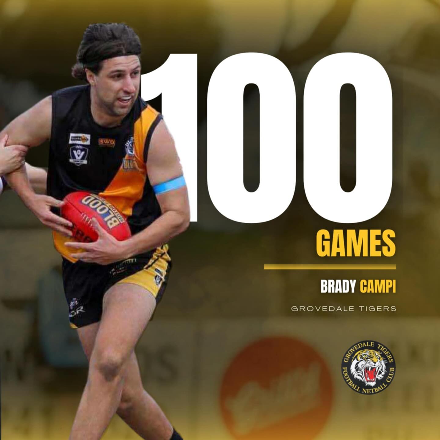 A Grovedale player since Auskick. Congrats to Brady Campi on 100 great senior games!!