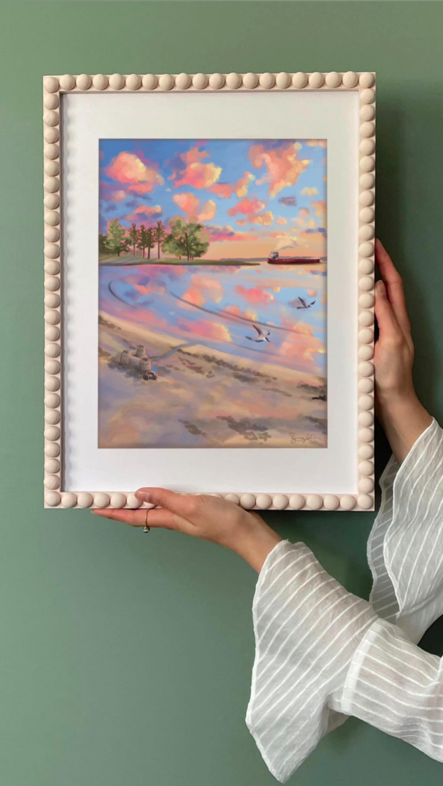 A little behind the scenes from the new Golden Hour drop - available now in both T-shirt and print form! (Links in bio)
Cristina kicks off each season by sending me really detailed concepts and references to work with, and I *always* start by sketching out the landscape with her drawing as a guide. From there, it’s all color and detail work.
I don’t know about you, but that sky lives rent free in my brain. 😮💨