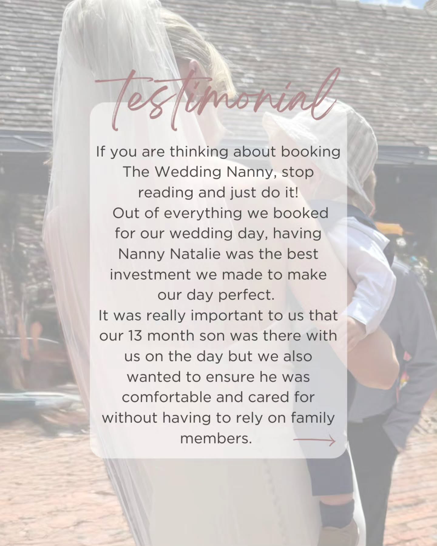 Our couple didn't just have their dream wedding ... they got to LIVE it! đ¤
Thanks to the help of our Wedding Nanny services they were able to be more than just parent's for the day, they were fully present in each moment and soak in every minute of their day
If you have ever wondered what it feels like to truly embrace your wedding day .. this is it!
Every parent deserves peace of mind and every couple deserves the day they have planned for!
CONTACT US today if this is your vision â¨ď¸
.
.
.
#weddingnanny #theweddingnanny #weddingchildcare #childcareforweddings #weddingwithkids #stressfreewedding #weddingdaypeaceofmind #familyfriendlywedding #ukweddingnanny #weddingplanningmadeeasy #luxuryweddinguk #bridalpeaceofmind #weddingdaymagic #nannyservices #eventchildcare #professionalnanny #weddingparents #weddingplanningtips #weddingvibes #celebrationmadeeasy