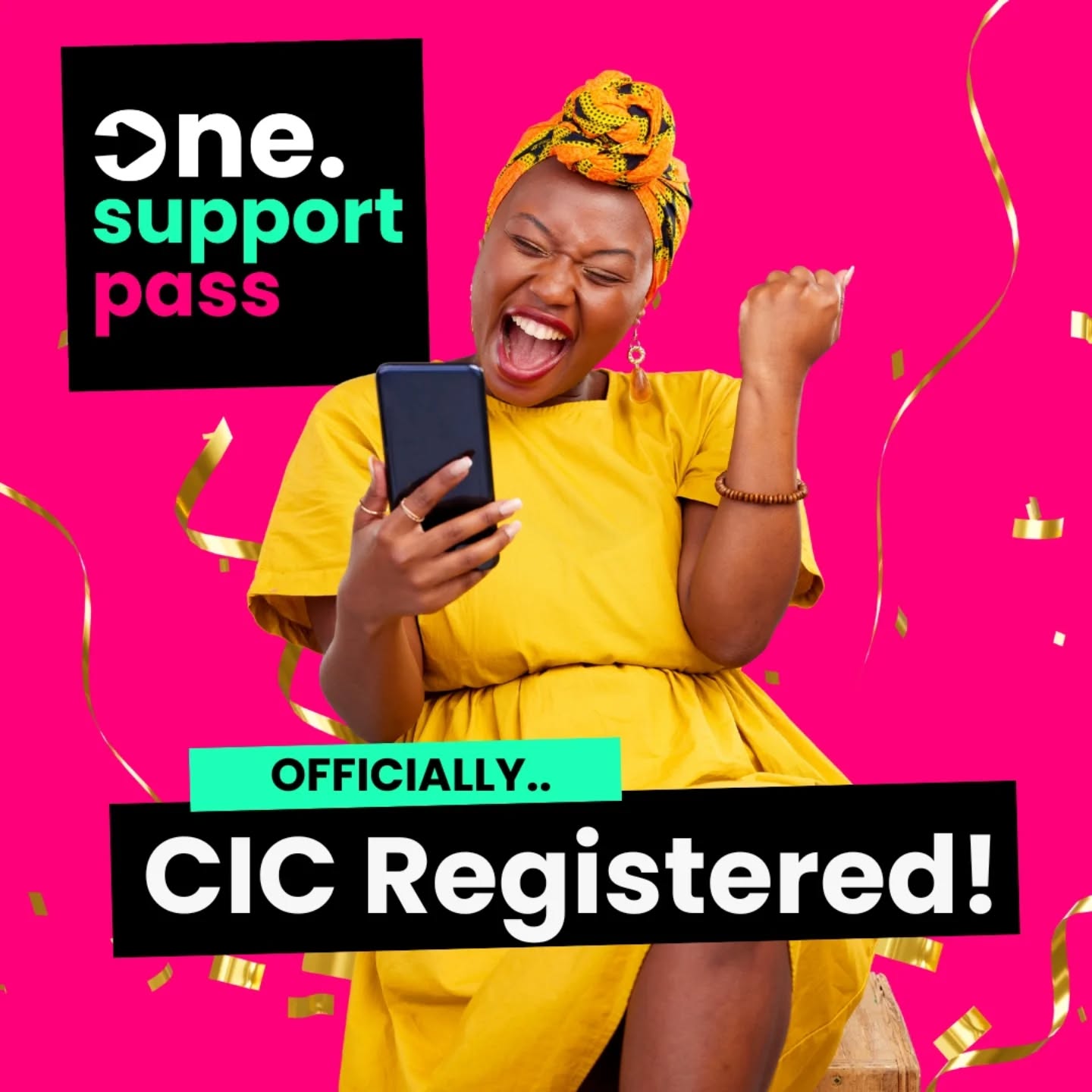 We're OFFICIAL BABY! CIC official!
One Support Pass is now a registered CIC 🎉
We're at the start of an extremely exciting journey. A journey to help you, your friends, neighbours, siblings, parents, children. We've got your back 🩷🖤
We turn up the volume on joy, creativity, and weirdness in a world that wants us quiet and uniform. We fight injustice with empathy, challenge systems with care, and lead change with love.
We honour the individual, but move as a collective amplifying voices, protecting data. Demanding better.Belonging isn’t earned or conditional. Every person deserves to feel seen, safe, and celebrated.
We are unapologetically human.
Check out our website for more information: www.onesupportpass.co.uk
Share us and help us be seen 🫶
#CIC #NewBusiness #Celebration #FollowUs #Share
Image description: This image features a vibrant and celebratory design. At the centre, a joyful woman dressed in a bright yellow dress and a patterned head dress is holding a phone, smiling widely, and raising her fist in excitement. Behind her is a bold pink background with golden confetti and streamers scattered across it, creating a festive atmosphere. On the left side, there is a black square with the logo text: “one. support pass” in white and turquoise. Across the bottom of the image, a bold banner reads: “OFFICIALLY.. CIC Registered!” in white and black text, highlighting the announcement. The overall tone is uplifting, energetic, and celebratory.