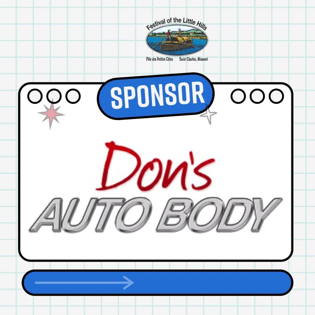 Thank you, Don's Auto Body, for your continued support of the Festival of the Little Hills. We’re grateful for your partnership year after year! https://bit.ly/40YrJqa
August 15-17, 2025
www.festivalofthelittlehills.com
#festivalofthelittlehills #stcharles #missouri, #crafts #food #artfestival #craftfestival