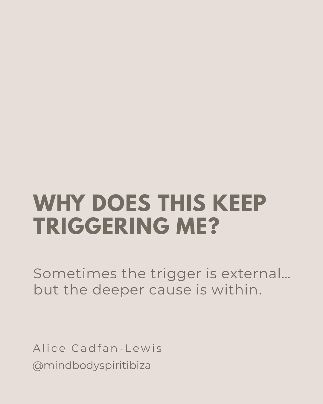 When I started healing and becoming more aware of my triggers, I noticed that some just wouldn’t shift, even when I stayed present and observed the energy within me. It was like the energy got stuck, and the mind would take over, creating even more suffering.
What I realised is that sometimes we need extra support to integrate certain triggers, to understand where they come from and why the body/ mind is holding onto them.
I hope this helps you to go a little deeper inside and explore your own triggers. You may find that, as you meet them with awareness, they start to dissolve naturally.
Mind Body Spirit Ibiza 🩵✨
Alice
Gratitude for your music always 🙏 @dubsutramusic
#SomaticHealing #EmotionalRegulation #InnerWork #IbizaMassage #MassageIbiza #ReikiIbiza #Reiki #ReikiHealing #EnergyHealing #Wellbeing #MindBodySpiritIbiza #StressReliefIbiza #StressRelief #StressManagement #Ayurveda #AyurvedicMassage #AyurvedicYogaMassage #AyurvedicYogaMassageIbiza #AyurvedicMassageIbiza #AyurvedicTherapy #AyurvedicTherapist #HolisticHealing #HolisticHealingIbiza #HolisticTherapistIbiza #HolisticTherapyIbiza #NaturalWellnessIbiza #WellnessIbiza #Mindfulness