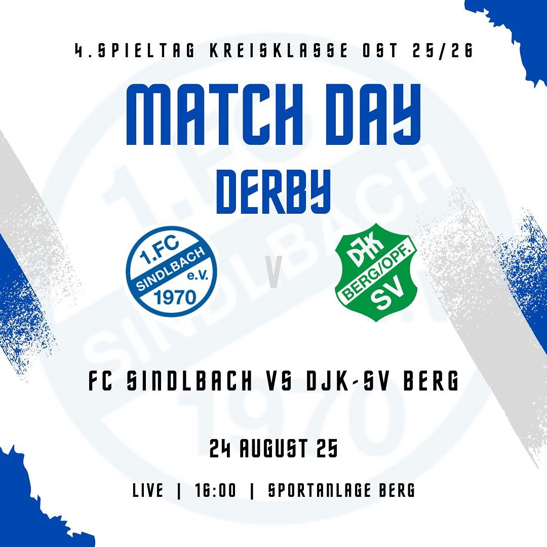 +++ 4. Spieltag +++
Morgen 16 Uhr Auswärts bei DJK-SV Berg, kommt vorbei, Derbytime!⚽️
Unsere 2te Mannschaft spielt bereits um 13 Uhr Auswärts bei Türk Spor Freystadt ll.
#forza#fcs#vamos