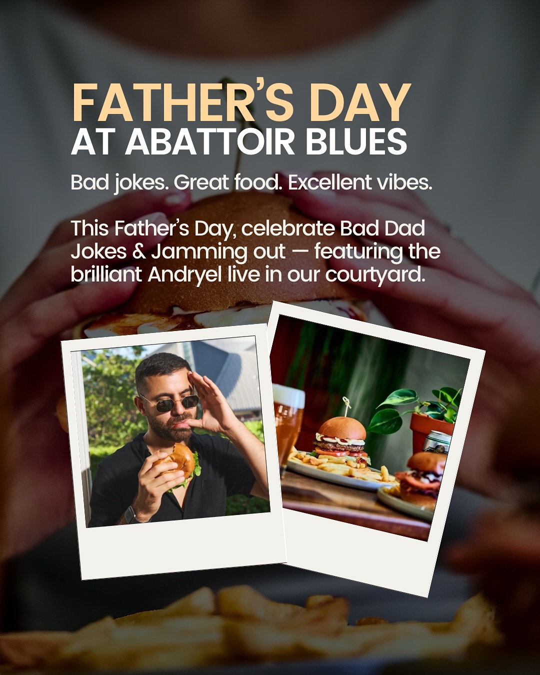 Bad jokes. Great food. Excellent vibes.
This Father’s Day join us for Dad Jokes & Jam. 🎸
We will have the mega talented @andryelguitar live in our heritage courtyard.
And for sh!ts and giggles, drop your best Dad joke in the Joke Jar to win a $50 AB voucher + a slab of @younghenrys (runners-up score $50 YH Tasting Bar vouchers).
Just for dad, we will have a one day only Surf & Turf and Lamb dish alongside all your favourites.
Booking link in bio! Don’t miss this one.
#FathersDaySydney #WhatsOnSydney #SydneyFoodies
