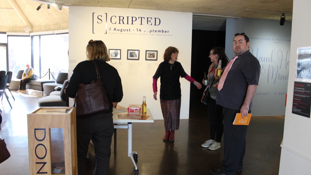 SCRIPTED Opening Celebration and ChapBook Launch!
Thanks everyone that came along! 👏🎉💯❤️
Artists: Deirdre T. Lavery • Ynes Guevara • Joe Smith
Guest Artists: JP Bell • Dwayne Evan Carter