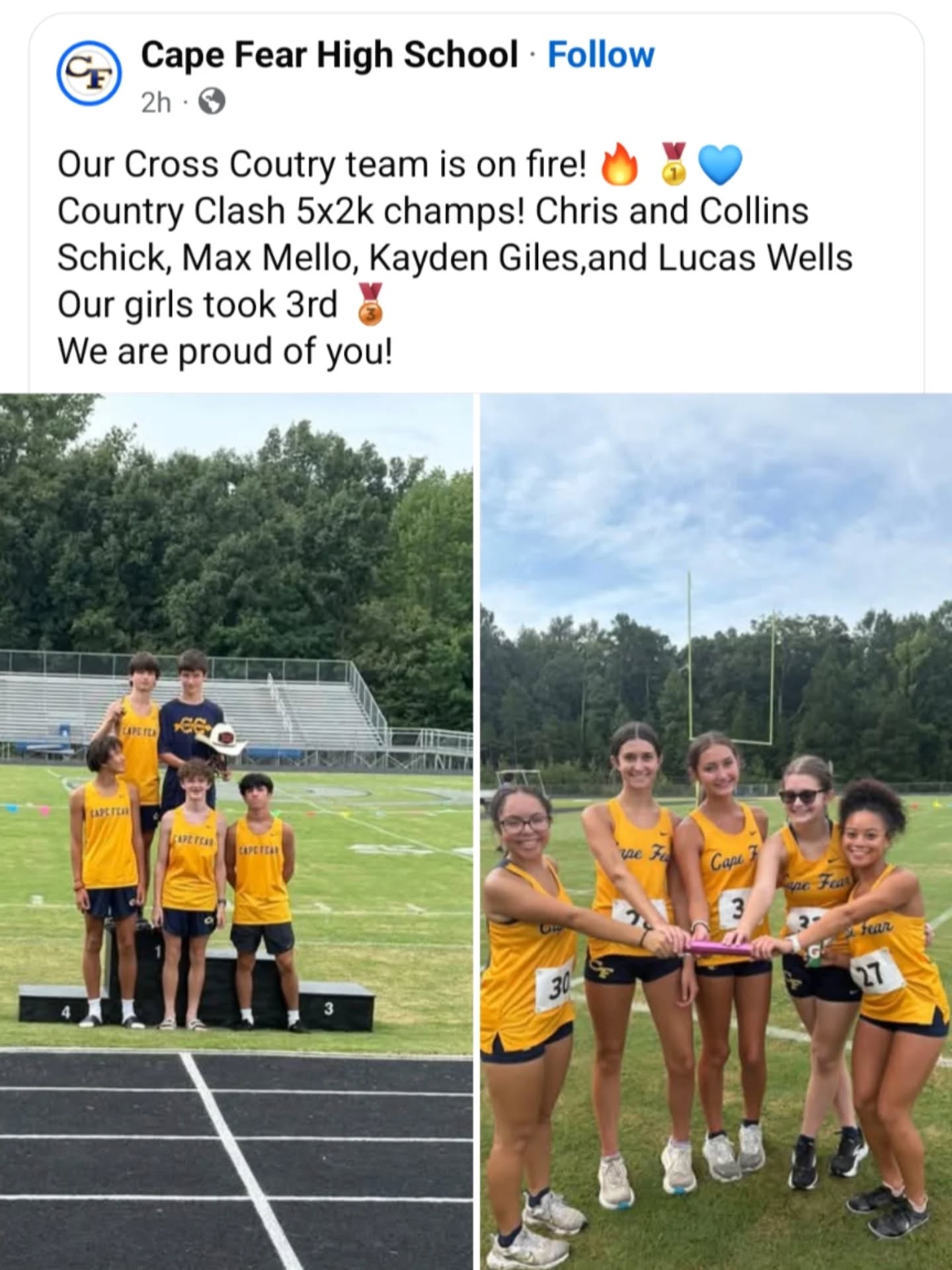 Great job @capefearcrosscountry! We can see that your work at camp has already paid off!