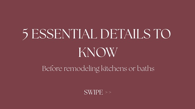 Thinking about a renovation ?
Ready to invest in your dream ?
Here’s “5” easy steps to take into consideration before you start the project..
We are here to help guide you through the entire process.
Our team is dedicated and committed to making your project seamless , non-stressful and Fun !
Give us a call today to schedule your dream home renovation or build.
.
.
.
.
.
.
#interiordesign #designingyourlife #PKD #5thingstoknow #kitchen #kitchendesign #bath #bathdesign #remodel #build