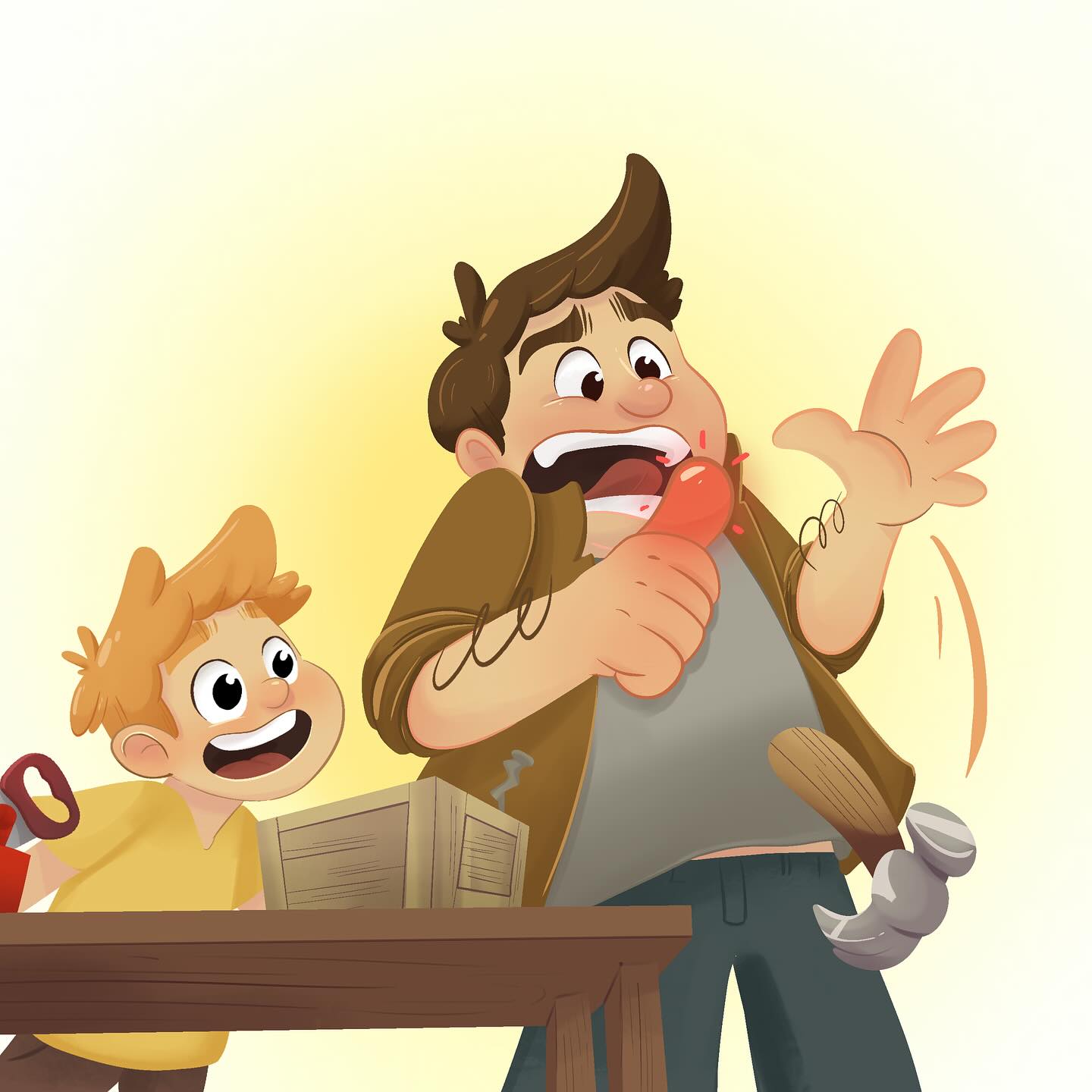 First image coloured and it’s looking fantastic. #dadsaidfk #kickstarter #childrensbook