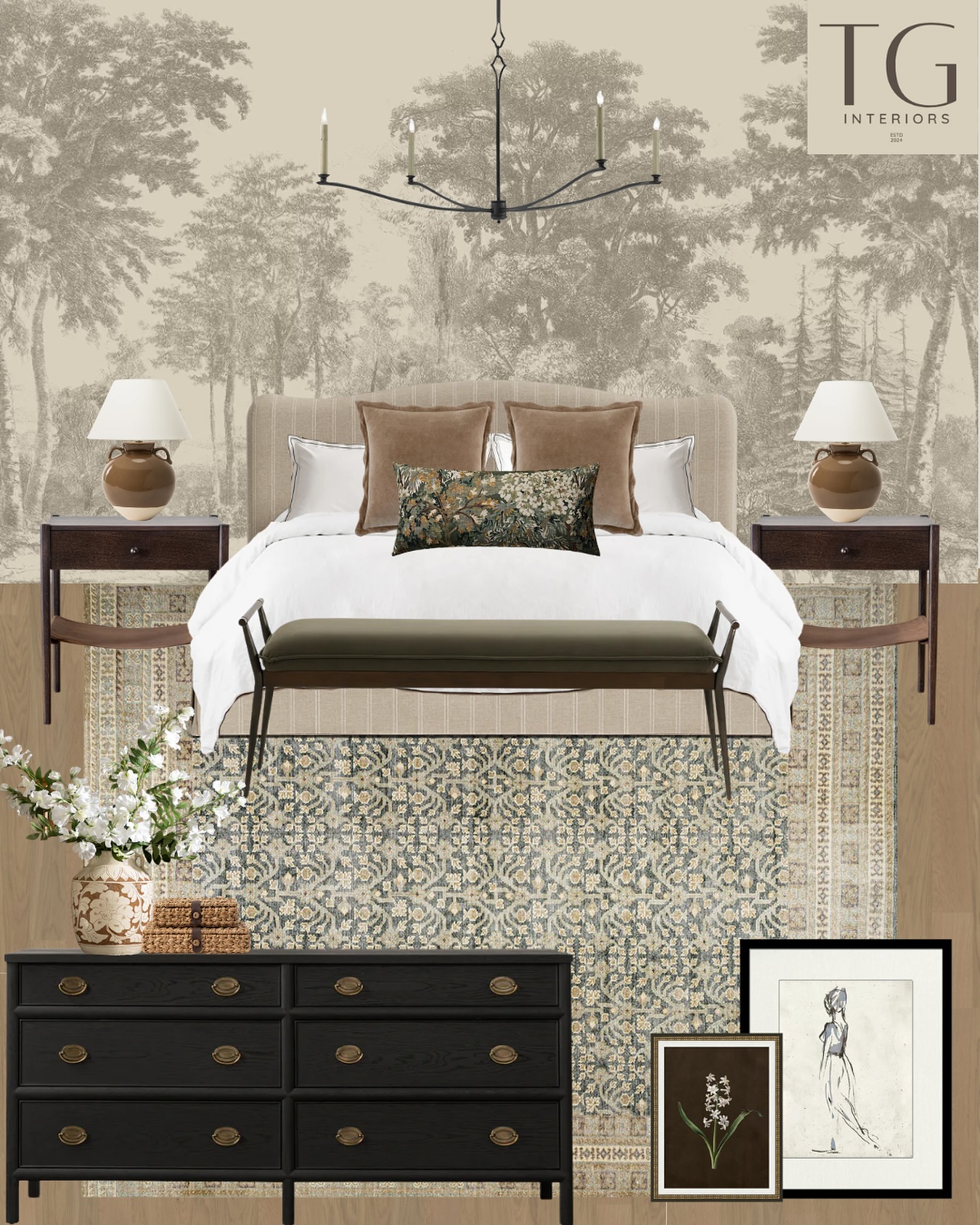 Mood Board Monday 🤎
Playing with the balance of airy + moody vibes — mural wallpaper, vintage textiles, and warm wood tones for that timeless-but-collected look.
If you’ve been staring at empty walls or not sure how to pull your space together, that’s what I do 👋 Check out my hourly design services at taylorgahertyinteriors.com — sometimes just a few tweaks can totally change the vibe.
#MoodboardMonday #taylorgahertyinteriors #interiordesign #masterbedroomdesign #airyandmoody #interiorinspiration