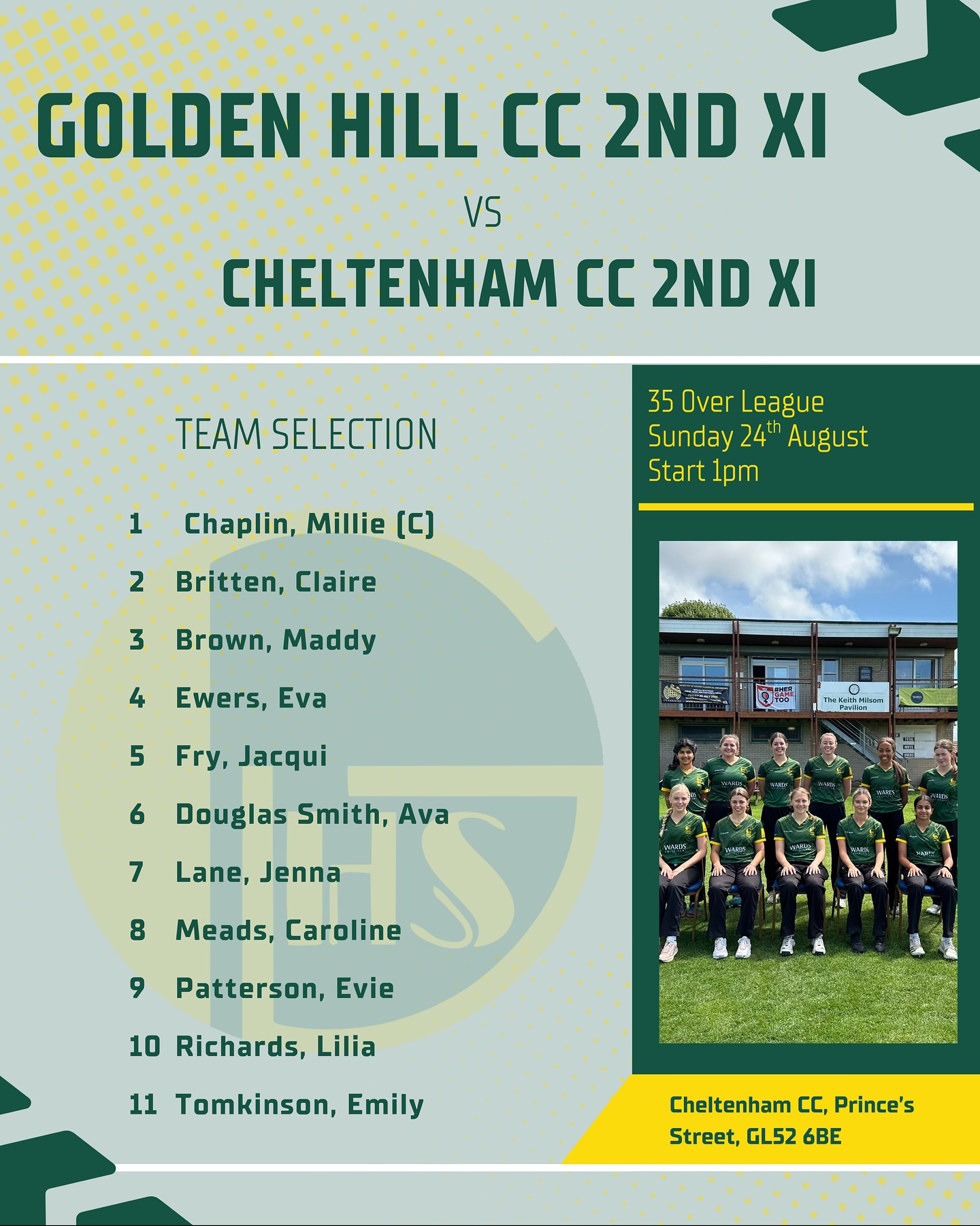 Go well to the women’s 2nd XI today away at Cheltenham!