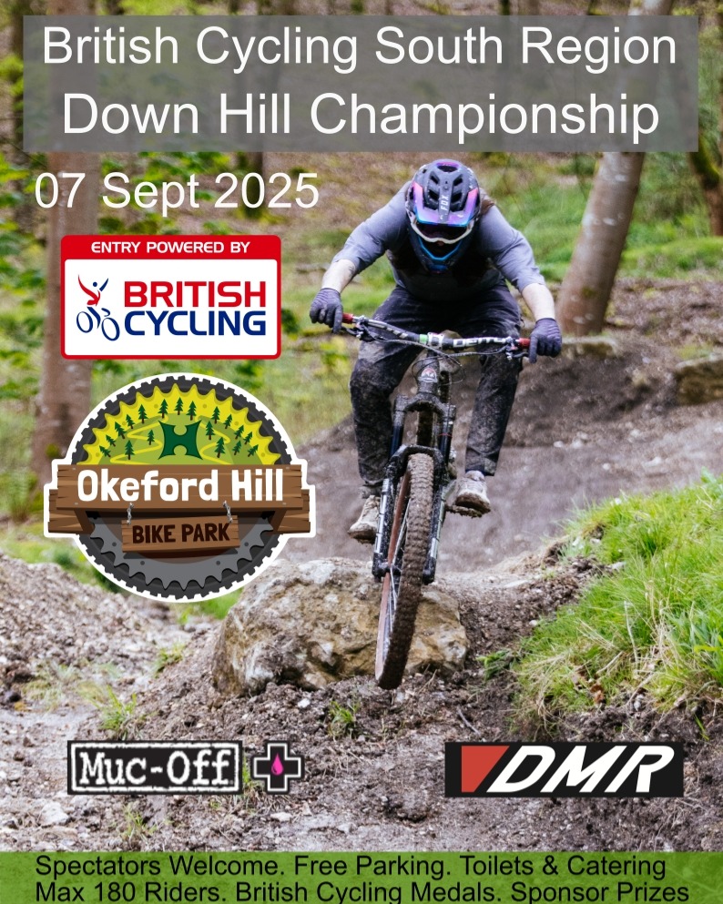 Two weeks until our big race of 2025. Enter via British Cycling Website. Chalenging track, new features, BC champion medals and goodies from DMR and Muc-Off #dmr #mucoff #okeford_hill_bike_park
