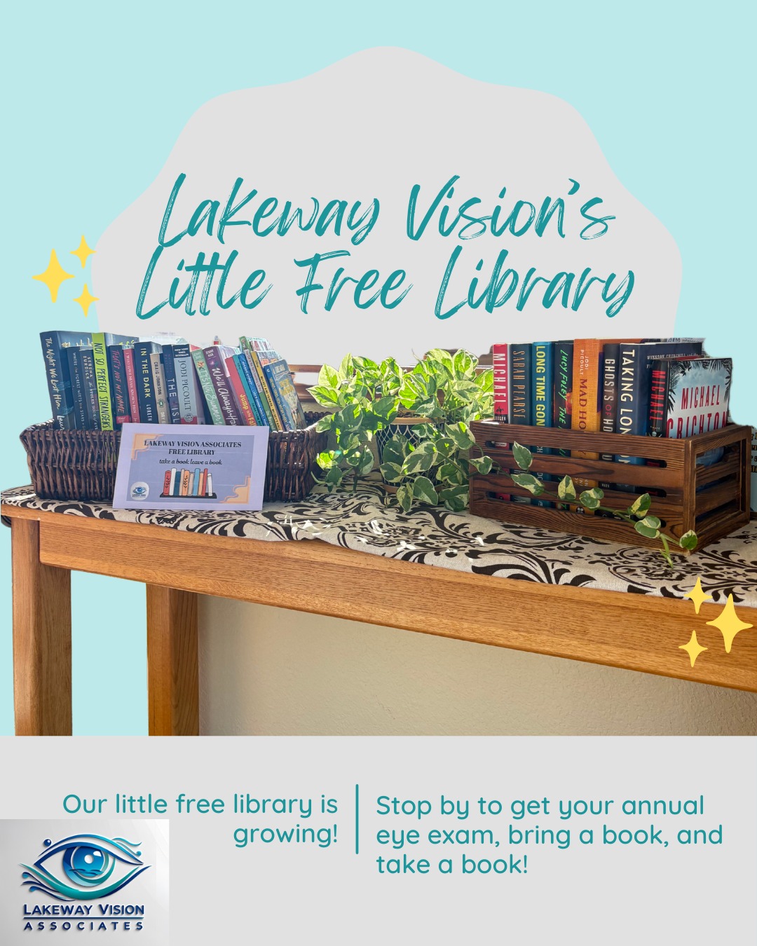 The Lakeway Vision free library is expanding and it's all thanks to you! As an office of avid readers we enjoy sharing our love of books with our patients new and returning! Having a hard time seeing what you're reading? Give us a call to schedule your annual exam and while your here pick up a new book! 😊📚