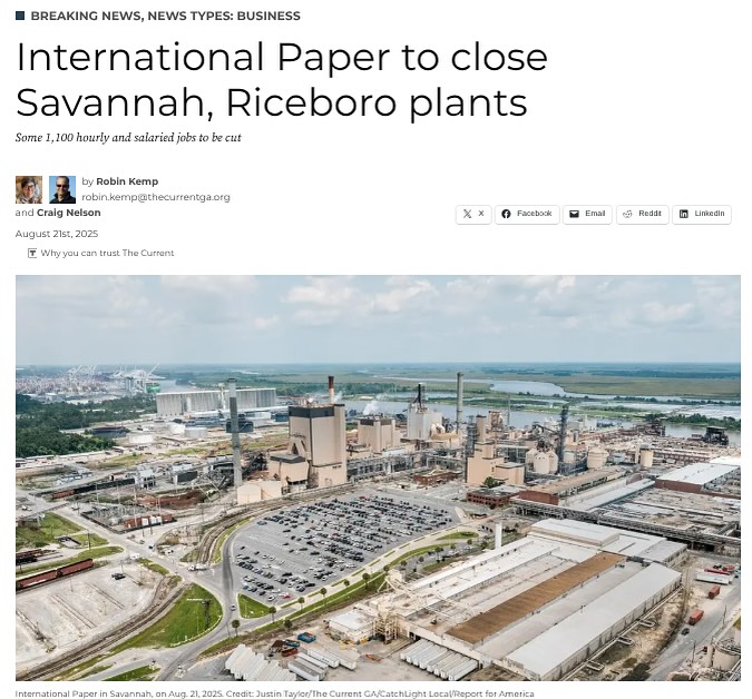 When the wind shifts in Savannah, you can smell the paper mill. For me, it’s personal: it takes me back to memories of my PawPaw and the years he spent working at a mill in Bogalusa, Louisiana.
That’s why news of the Savannah and Riceboro plants closing hits hard. For the workers and families who built their lives around these mills, this is more than a headline — it’s their livelihood, their community, their way of life.
Georgia is the #1 state in forestry nationwide, and this industry is also one of our most innovative - from lumber and paper to new frontiers like sustainable aviation fuel.
I was proud to serve on the Senate Study Committee on Advancing Forestry Innovation because I believe in where this industry can go and in the people who make it strong. But even leading industries can change overnight. Workers deserve the chance to adapt, to transition, and to keep building stability for their families no matter how industries shift. Georgia’s strength has always been its people — and our future depends on making sure they thrive in every season of change.