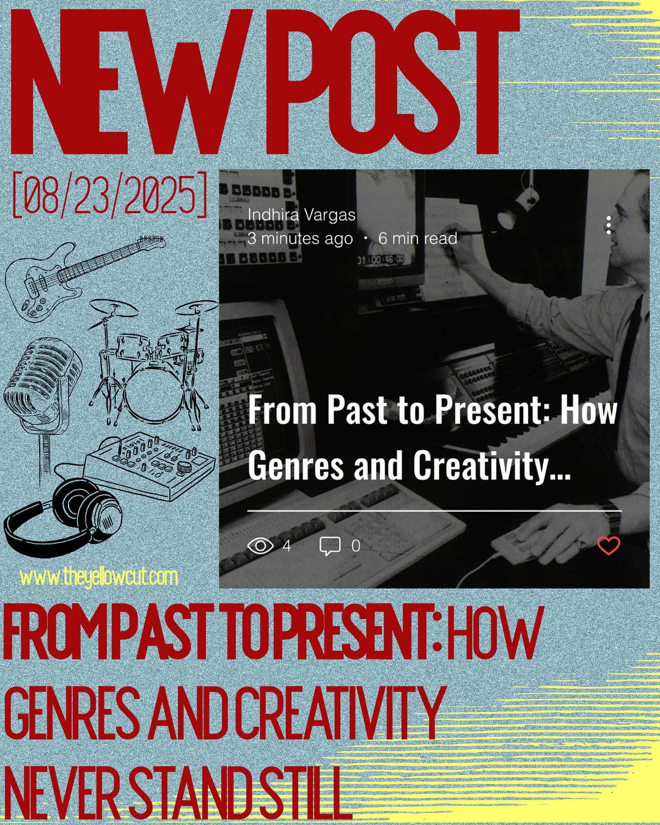 From Past to Present: How Genres and Creativity Never Stand Still
Music twists, bends, and collides with culture. Something new is always around the corner. See how it’s changing, link in bio.
#theyellowcut #musicandfashion #studio #creativeevolution #musicians #indie #music