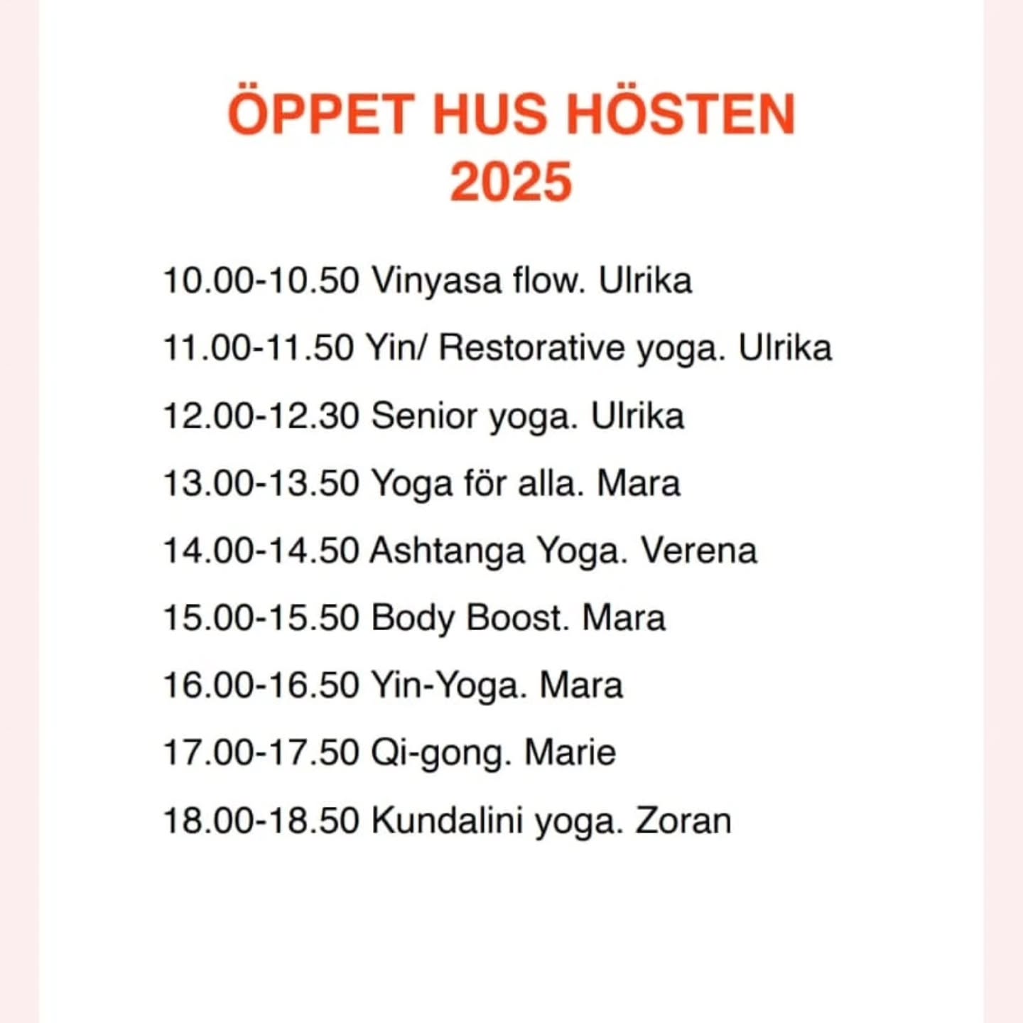 Nu på söndag den 31/8 har vi instruktörer på Huddinges hjärta öppet hus i Huddinges Centrumkyrka.
Kom och var med vet jag, det är helt gratis!
Jag kör enkel qi-gong med svagt doftande bollar klockan 17:00.
För att boka dig på en klass, skicka ett sms till 070 78030 04. Tumme upp om det finns plats, annars tumme ner.
Det går också att köpa rabatterade träningskort under dagen.
Välkomna!
🟢 Marie 🟣
#huddingeshjärta #qigong #chiball #mentalnedvarvning