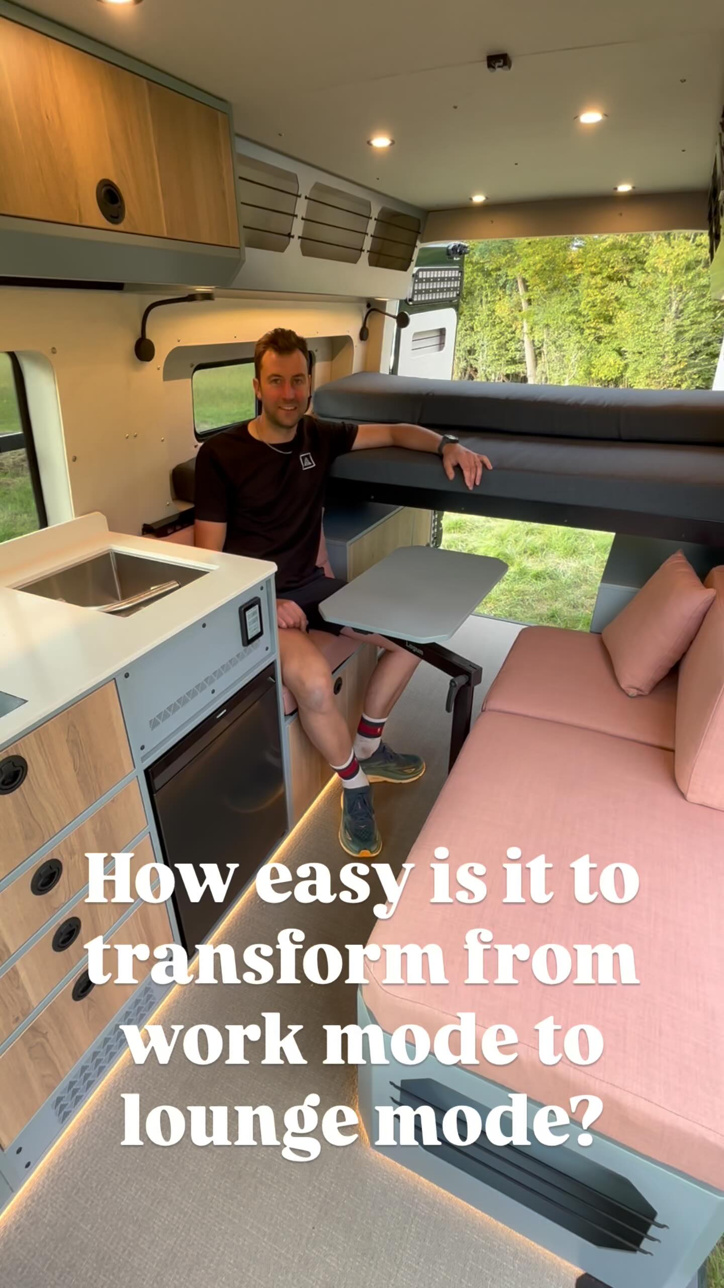 Can Chris beat the countdown clock?
Transforming Summit 2.0 from work mode to lounge mode really is quick and easy. Go from remote work in a beautiful place to lounging and enjoying the views.
Want to see it for yourself? Book a viewing today!
#vanlifeuk #onyxvansuk #adventurevan #4x4camper #craftercamper #offgridcamper #advanture