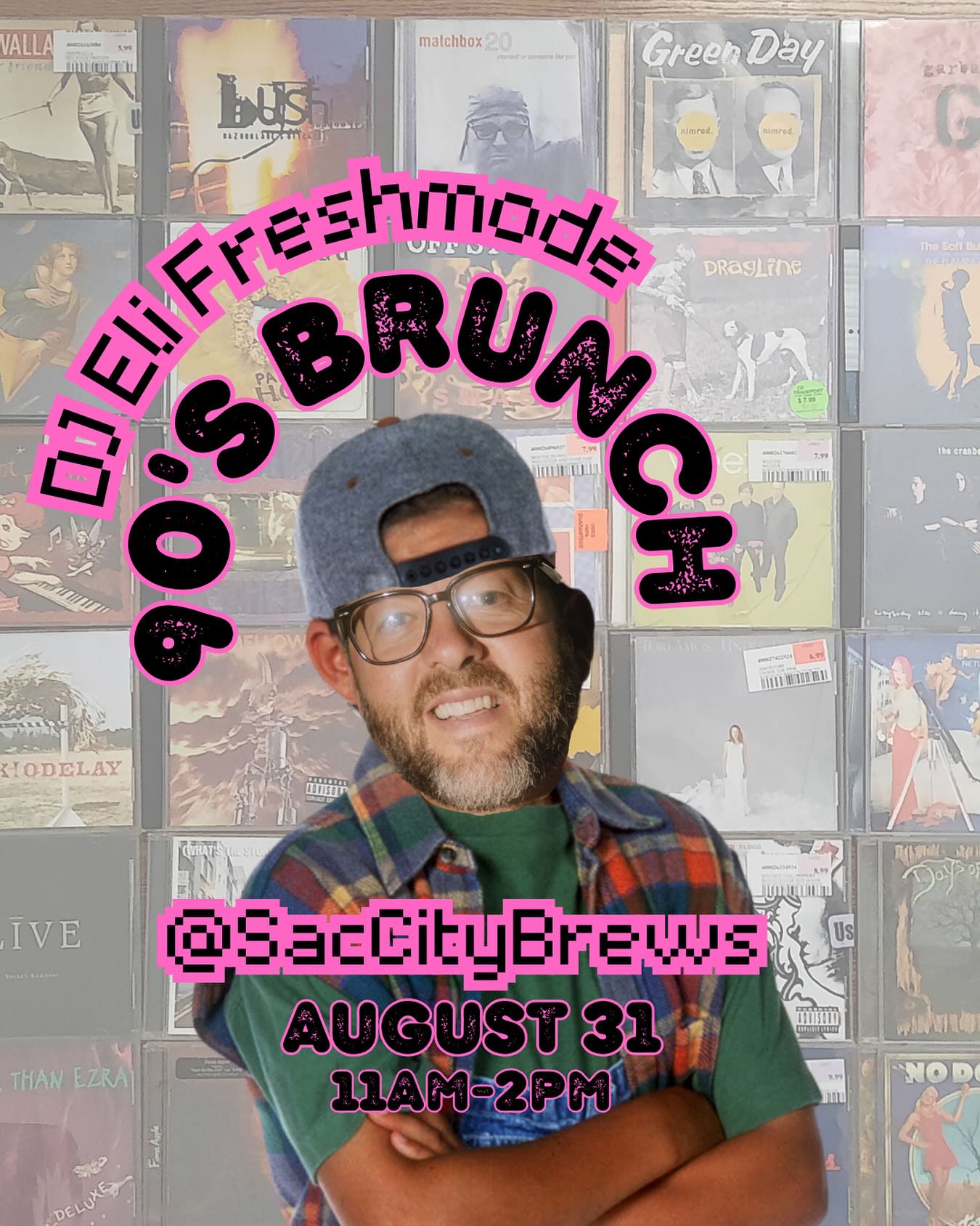 Been thinking of this one for a minute!!!
90’s Music Brunch this Sunday at @saccitybrews
All the incredible Alternative Buzz Cuts / Hip Hop Anthems / R&B Slow Jams / Grunge Classics I (and you) love, from 11-2pm.
Come through and sing along!
And yes, my face on JTT had to happen