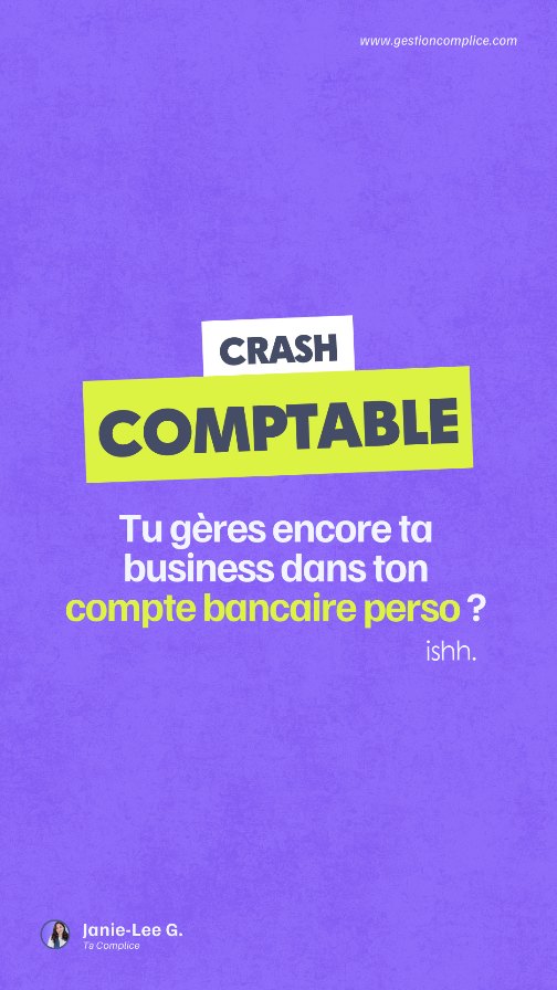 📣 CRASH COMPTABLE #1 : MELANGER TES COMPTES = ERREURS PRESQUE GARANTIES
T’as une business…
Mais tu gères encore ton café, ton Netflix et ta facturation client dans le même compte ?
👉 Ton entreprise mérite mieux qu’un compte personnel.
Un compte distinct, c’est pas un luxe :
– Plus clair
– Meilleure visibilité sur ton cash
– Plus simple à gérer
– Meilleure planification
Tu veux plus de contenu comme ça ?
Abonne-toi !