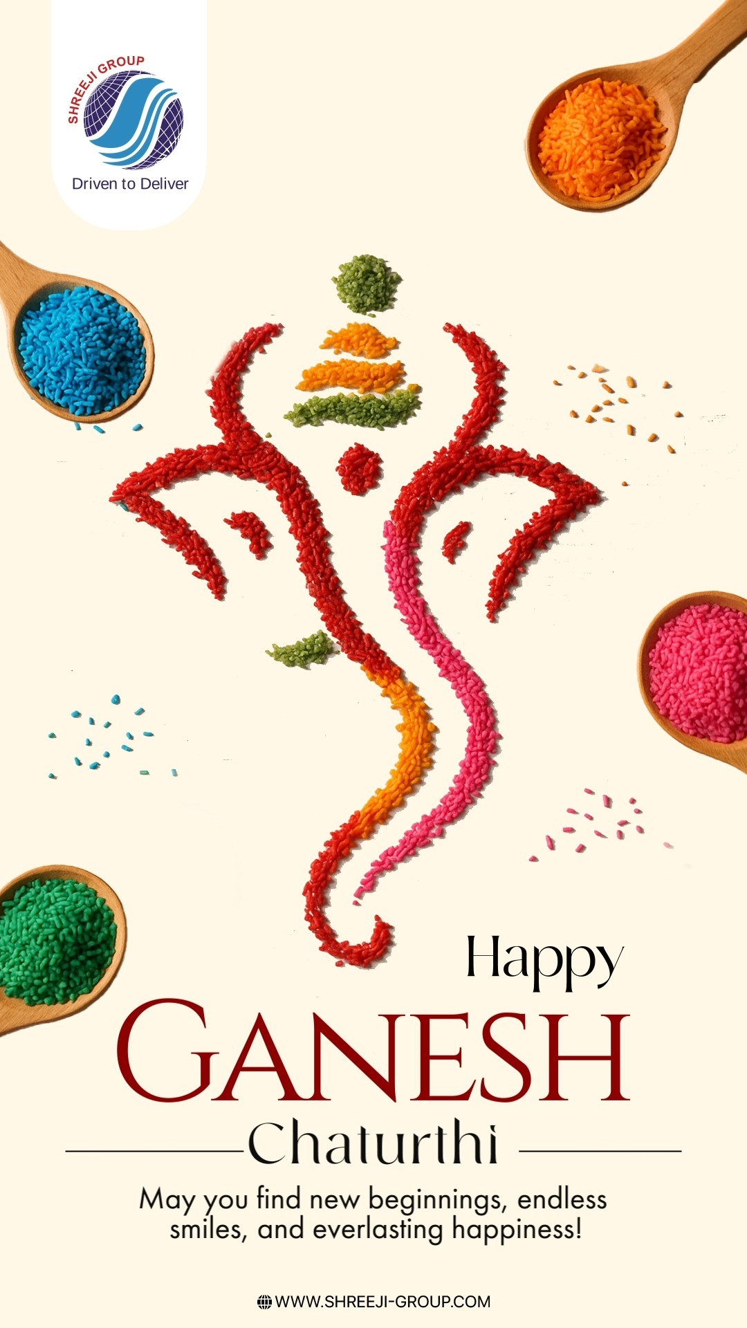 Shreeji Group extends heartfelt wishes this Ganesh Chaturthi. May Lord Ganesha bless you with wisdom, happiness, and prosperity, bringing harmony and endless joy to your family and home. 🌸🙏✨
#GaneshChaturthi #ShreejiGroup #FestiveBlessings #JoyAndPeace #Prosperity