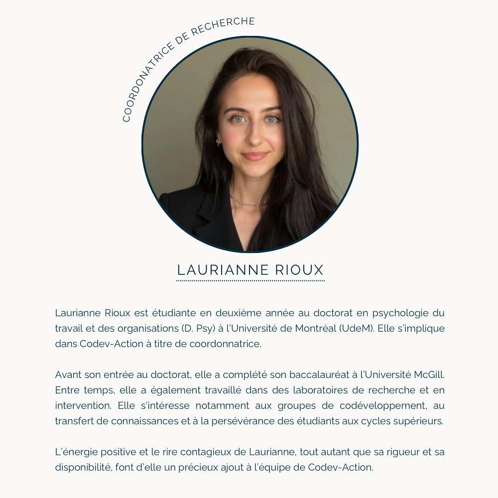 Voici Laurianne Rioux, nouvellement coordonnatrice de l’équipe Codev-Action.
Amoureuse des animaux, Laurianne adore voyager, jouer à des jeux de société et prendre soin de ses plantes. 🌱🎲✈️