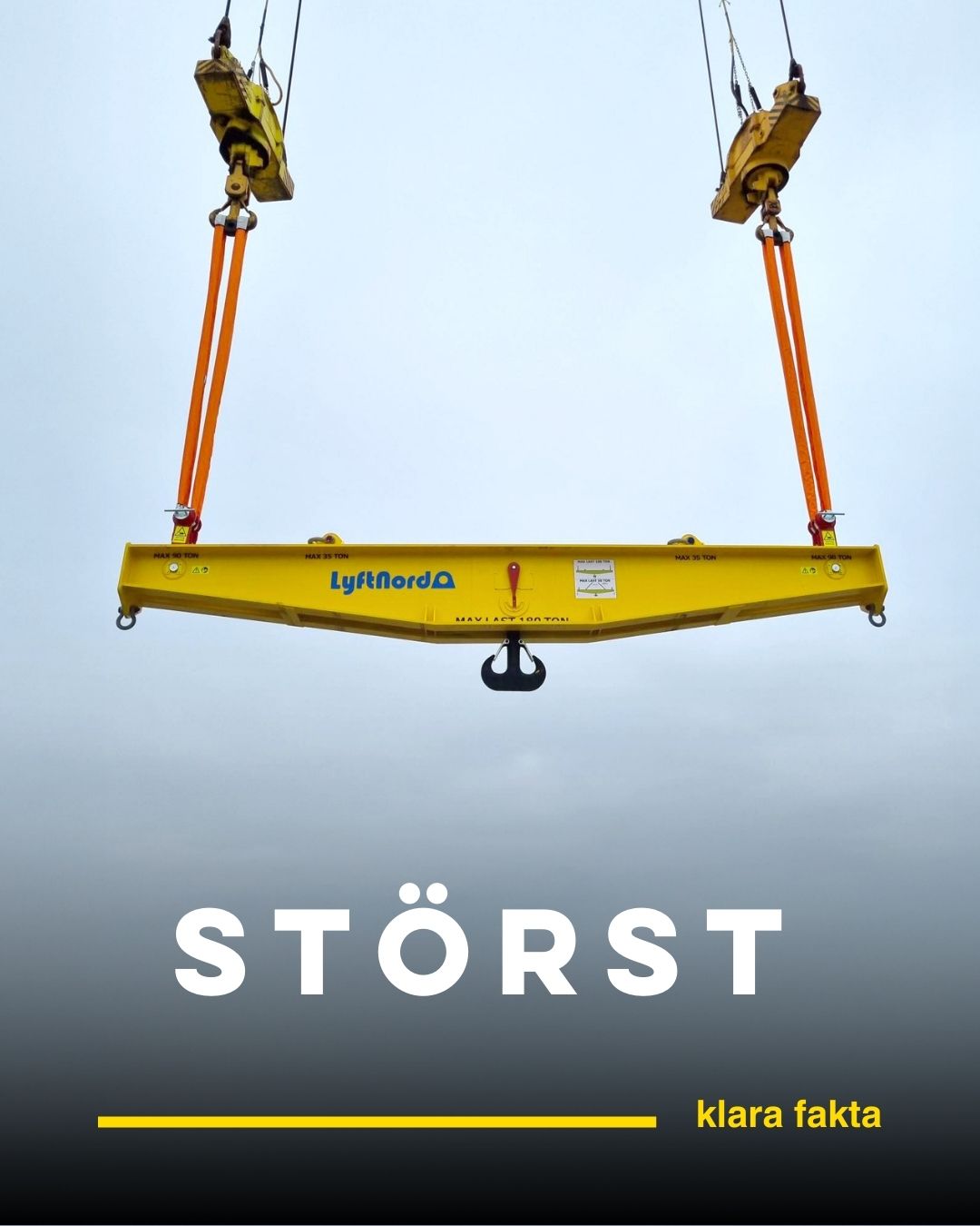 Visste du att vårt största lyftok kan lyfta hela 180 ton? 💪
Ett specialok skapat för Smålandshamnar som möjliggör samlyft med två kranar. Röda lyftlänkar ansluts till varsin kran, axeln eliminerar brytningar och lodpilen i mitten hjälper kranförarna hålla våg. 🏗️
#vissteduatt #lyftnord #störstalyftok #180ton #hamn