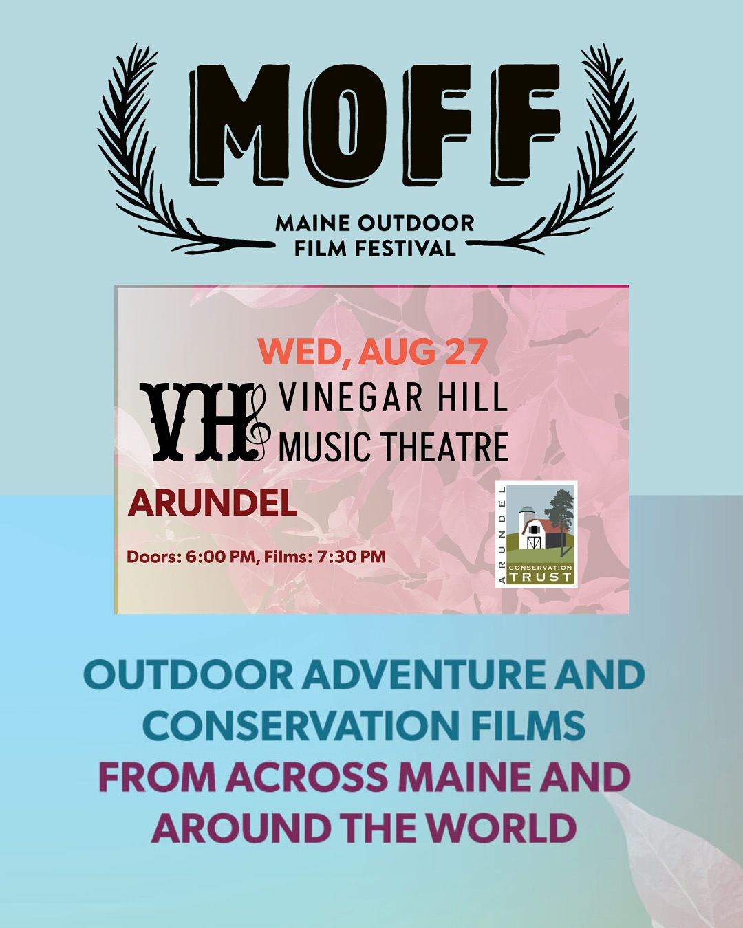 Join us Wednesday at @vinhillmusic 🎥🍿
For an evening of inspiring short films that celebrate outdoor adventure, environmental connection, and the human spirit. From hot air ballooning to river conservation, backyard bug hunts to winter surfing in Maine, these powerful stories will take you from our own backwoods to breathtaking places across the globe, all while highlighting the importance of protecting our planet. 🌎
📍 Vinegar Hill Theater | 8/27 Doors at 6pm, films staring at 7:30
Reserved Seating: $15 Advance | $25 Door
Get your tickets now at the link in our bio, and be part of a night that will inspire, connect, and make a difference!
#maineoutdoorfilmfestival #mainelife #southernmaine