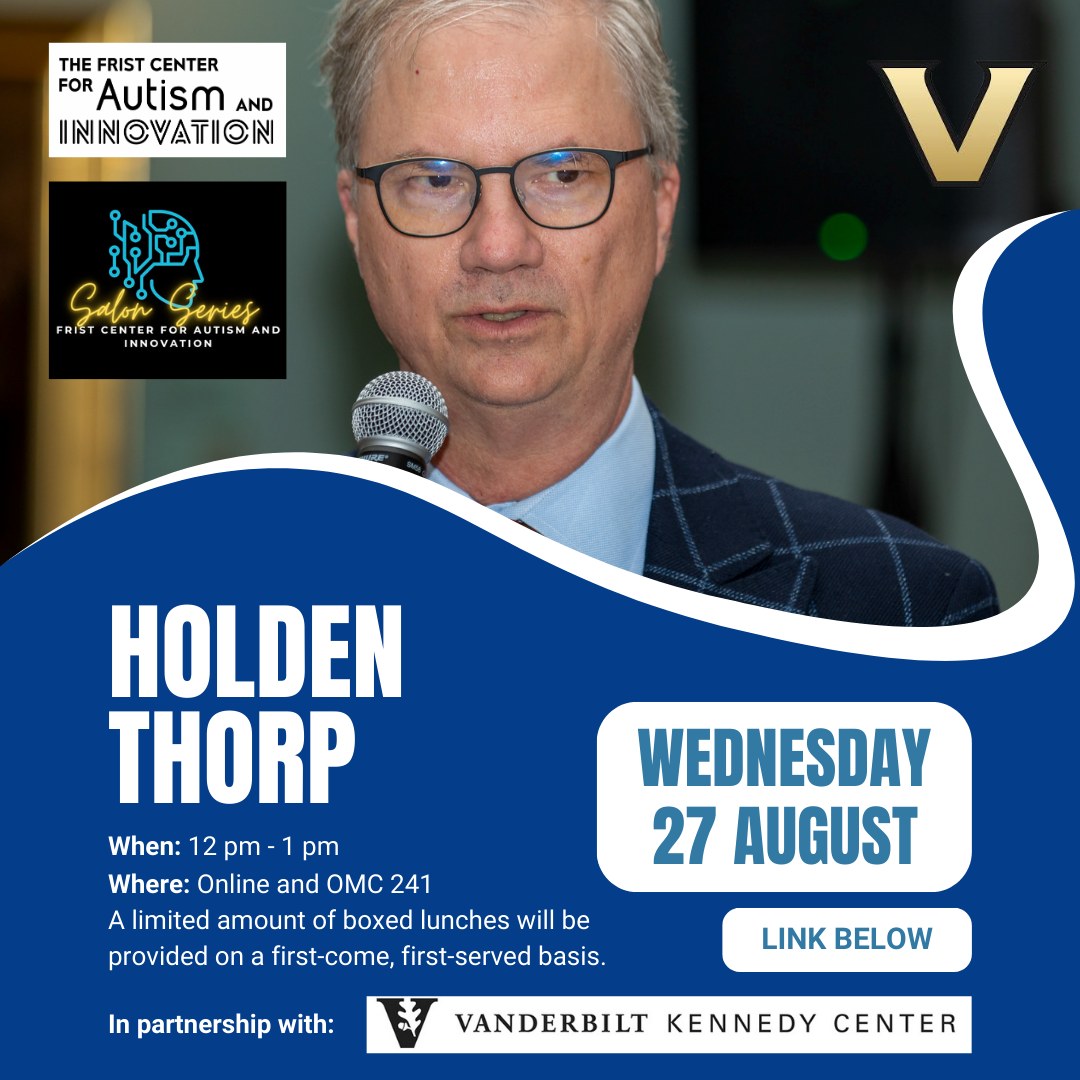 Tomorrow, our partner, The Frist Center for Autism and Innovation, will be hosting a hybrid event with Science journals Editor-in-Chief Holden Thorp, and we wanted to share this opportunity with the Neuroverse!
Thorp is an autistic self-advocate (https://ow.ly/hx1M50WMyBe) and the Editor-in-Chief of arguably the most influential collection of scientific journals in the world.
📍Where: Online
📅 Date: Wednesday 27th August 2025 (tomorrow)
⏰ When: 12:00 pm and 1:00 pm CT
Register here: https://ow.ly/R78050WMyB9. All are welcome!!
#AutismAndInnovation #Neurodiversity #ScienceLeadership #HybridEvent #AutismAdvocacy #STEMCommunity #InclusiveScience #VanderbiltEvents #ScienceCommunication #Neuroverse