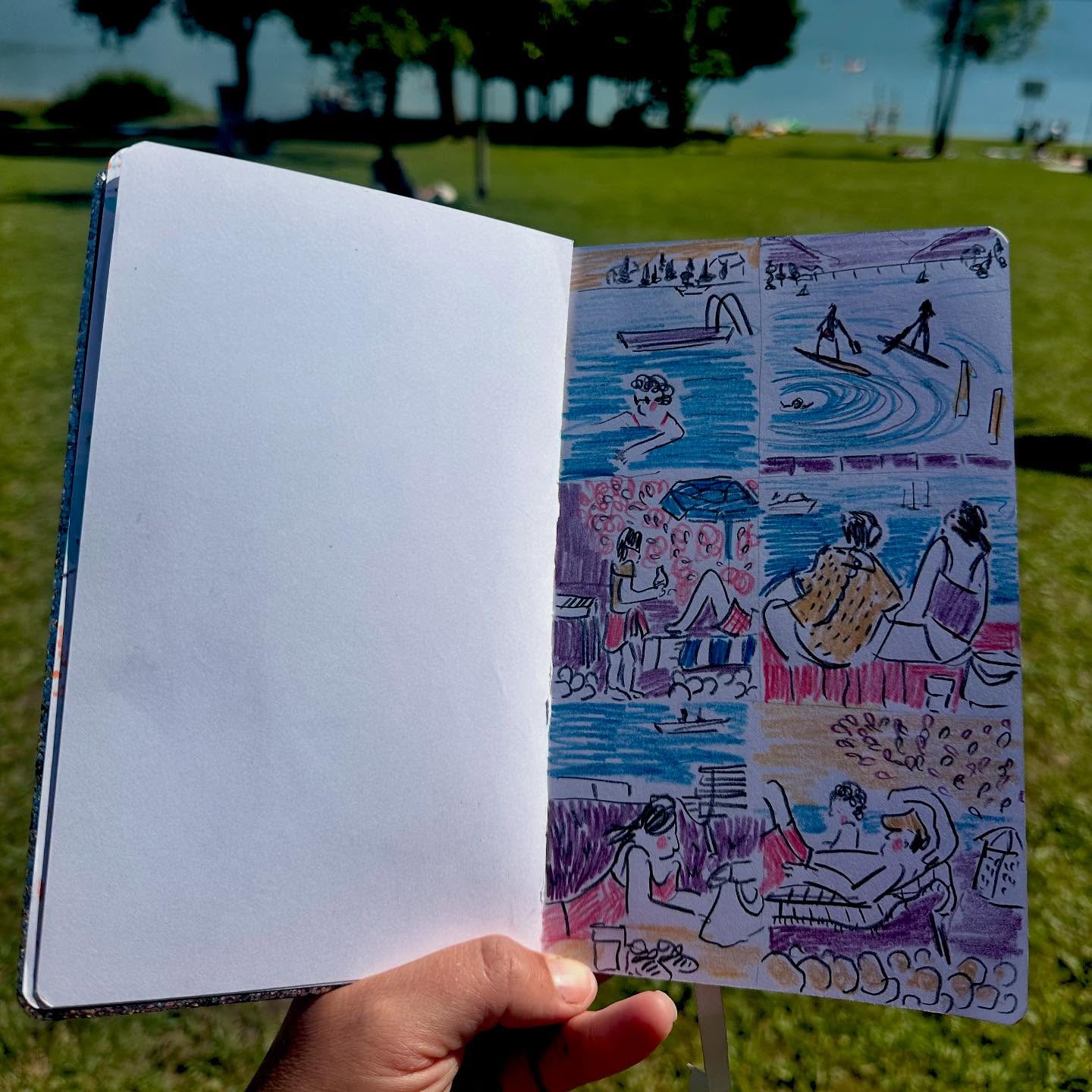 Day 24 of the #3materialsdrawingchallenge Some more quick sketches at my local badi while the weather is nice to us. This time banned myself from the markers and used some pencils. China Kohl pencil and Caran d‘ache colouring pencils. And yes sorry there are more than 3 materials as I felt it needed more colour!
This great challenge is hosted by @charlotte.durance @kathryn_boyt and @naomitippingillustrator
#goodshipillo #drawfromlife #drawfromlifeeveryday #threematerialsdrawingchallenge #drawfromobservation #sketchbook #sketching #3materialsdrawingchallenge2025 #beachsketch #carandache #chinakohl