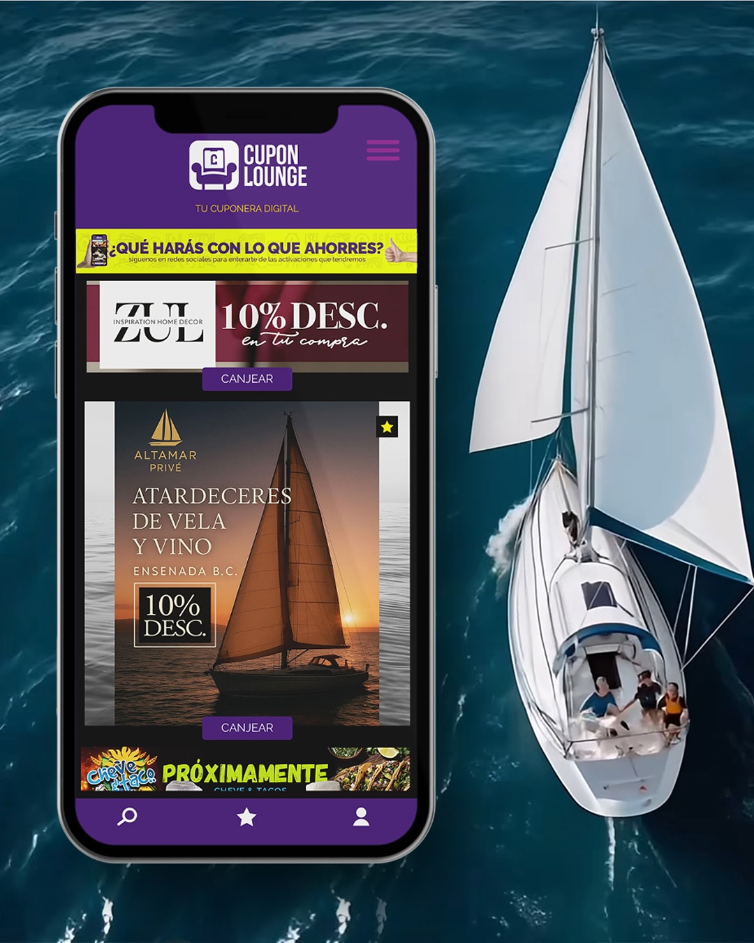 Vive una cita única con tu pareja en el mar.
APROVECHA EL 10% DE DESCUENTO
Exclusivo al usar nuestra APP.
Para más información llama o manda mensaje por
WhatsApp al 646 215 4114
@altamar.prive