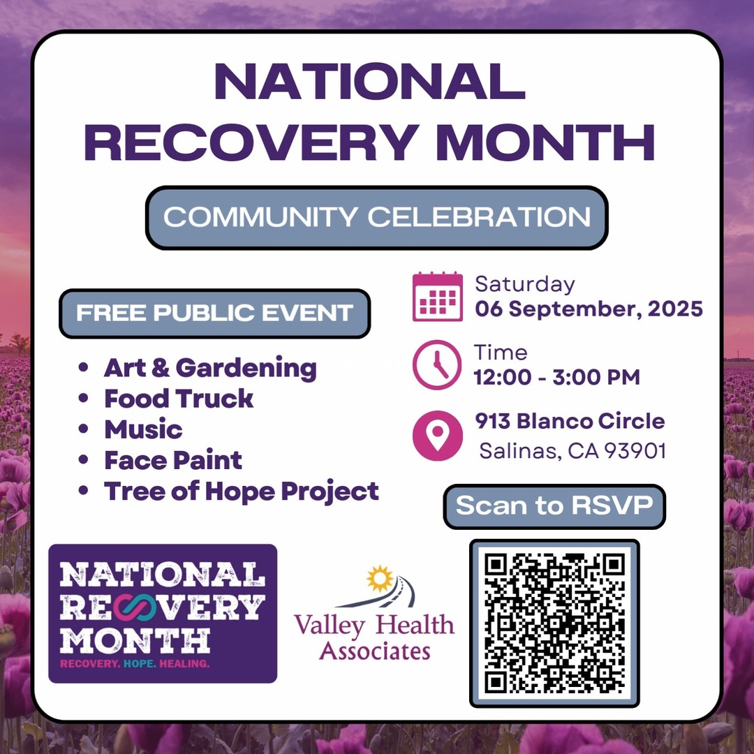 Celebrate hope, healing, and community with us on September 6! Enjoy music, food, activities, and more, all FREE!
RSVP: https://forms.gle/SeJ9kDjeEJfCk67M7
#ValleyHealthAssociates #NationalRecoveryMonth #CommunityEvent