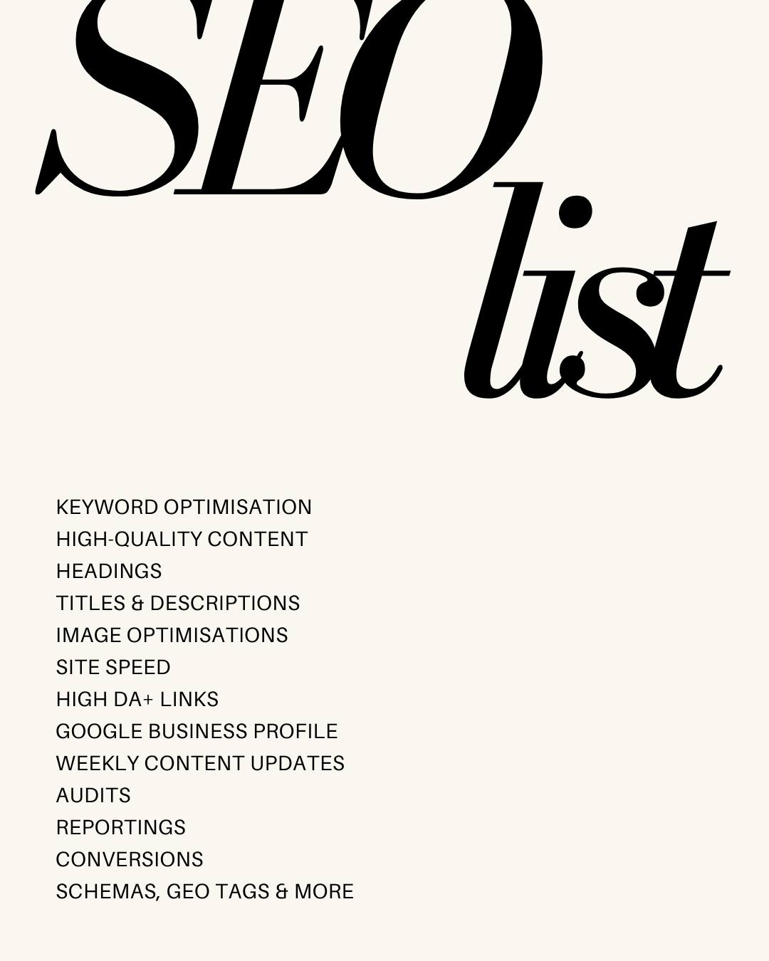 Does your website have all the key ingredients?
I can take a look over your site for free to help you gain some quick wins!
#SEOMuse #seo #localseo #localbusiness #marketing #seomarketing