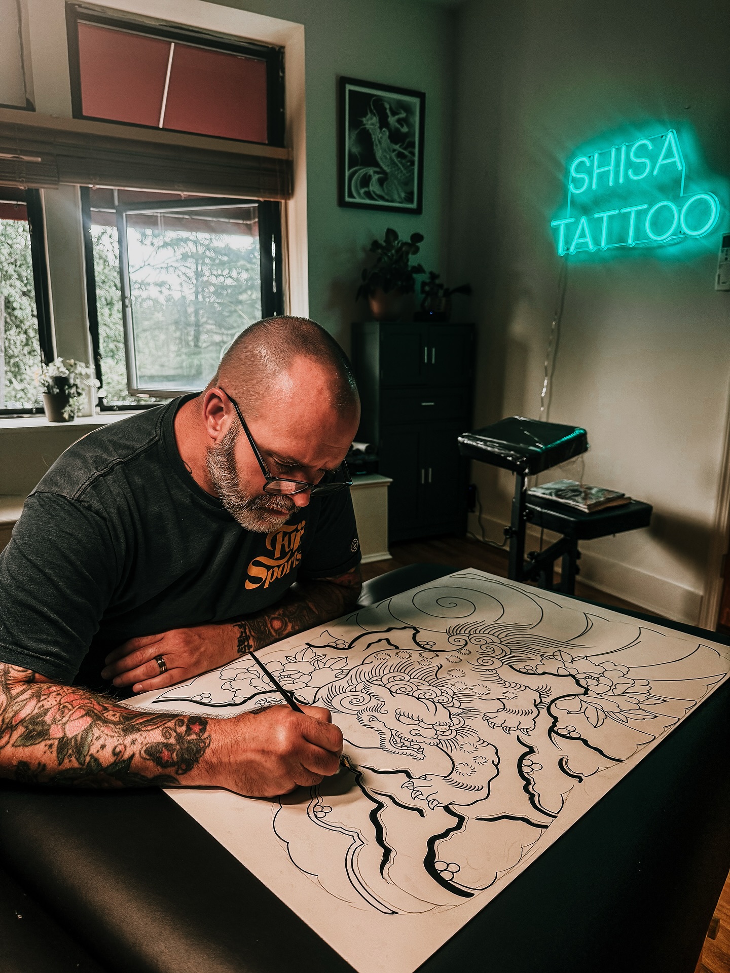 Dave painting a new shisa for the studio