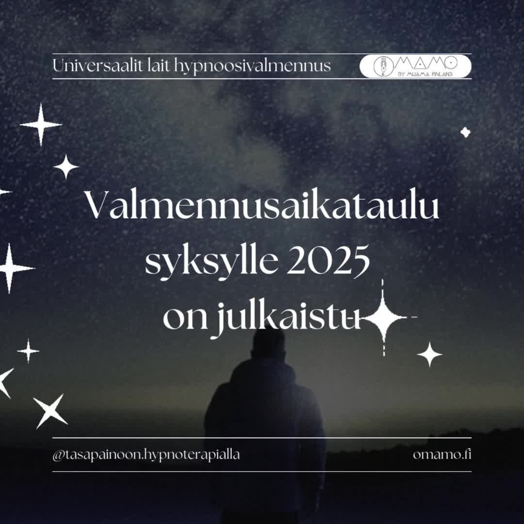 đ Universaalit lait -valmennus alkaa 18.9. đ
Tule mukaan yhdelle elÀmÀsi muuttavalle matkalle. Lue lisÀÀ osoitteessa: omamo.fi/universaalit-lait-hypnoosivalmennus
đ Valmennusaikataulu đ
Vko 38 to 18.9.: Ykseyden laki
Vko 39 to 25.9.: Tietoisuuden laki
Vko 41 to 9.10: Resonanssin laki
Vko 42 to 16.10: Kokeilun laki
Vko 43 to 23.10: ElÀmÀnvoiman laki
Vko 45 to 6.11.: Tasapainon laki
Vko 46 to 13.11.: Intention laki
Vko 47 to 20.11.: Potentiaalin laki
Vko 49 to 4.12.: Akashan laki
Vko 50 to 11.12.: Transformaation laki
Vko 51 to 18.12.: Rakkauden laki
Voit valita koko valmennusohjelman puoleksi vuodeksi saatavillesi kuukausimaksulla tai vuodeksi kertamaksulla tai osallistua niihin verkkovalmennussessioihin, jotka sopivat sinulle aikataulullisesti.
#hypnoosivalmennus