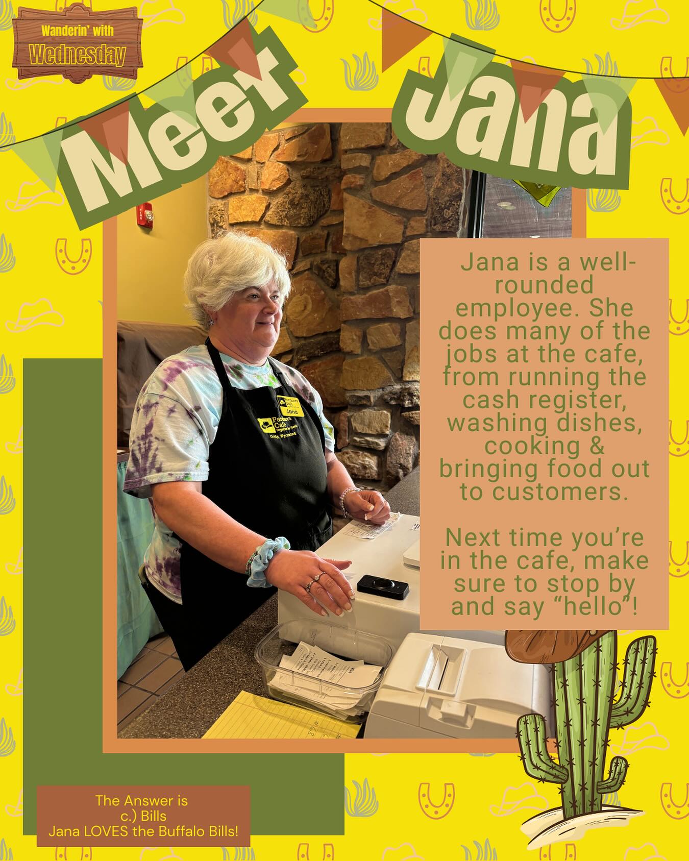 Jana is a rockstar in the cafe! We love to see her friendly smile and joyful attitude towards the customers and her peers!