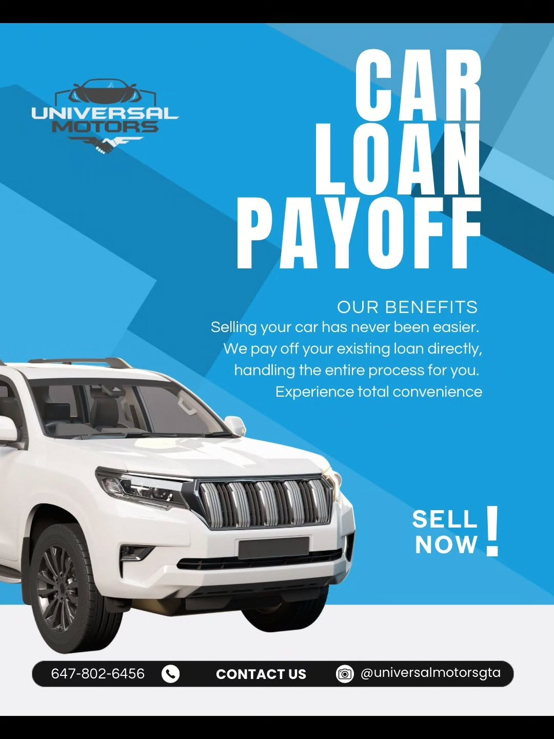 Why spend weeks trying to sell privately when you can sell your car in a single, simple transaction? We specialize in making the process as smooth as possible.
#SellMyCar #InstantCash #UniversalMotors #Mississaugadealership