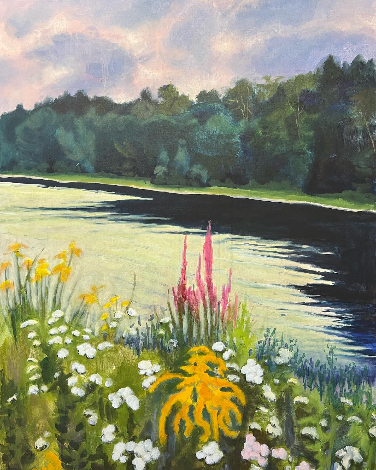 Stormy skies ahead, but peaceful and beautiful for the moment at the edge of the lake. Wild flowers always seem to flourish!
