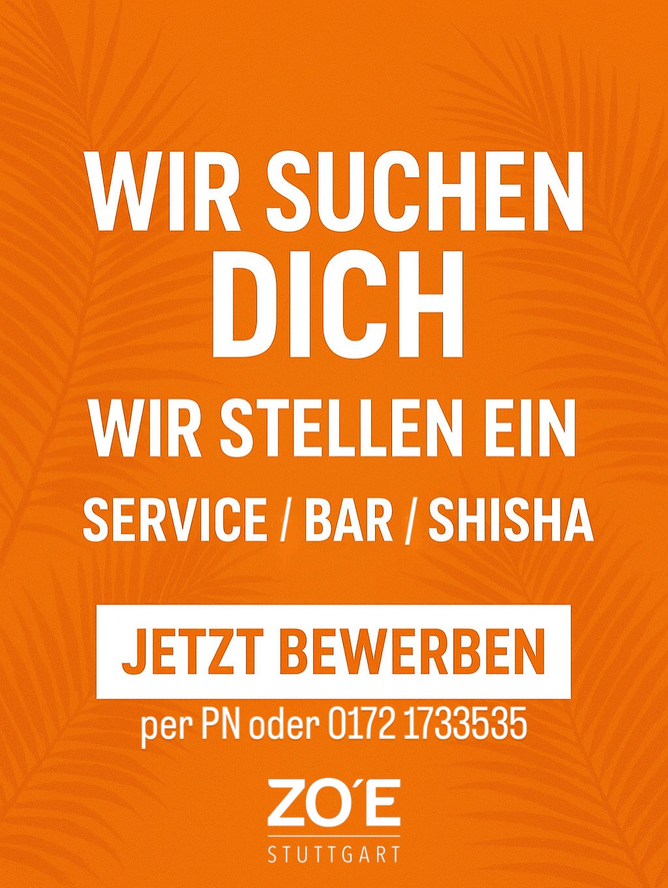 Du liebst die Nacht, gute Drinks und den Vibe einer modernen Bar?
Wir suchen Verstärkung in den Bereichen:
• Service
• Bar
• Shisha
Bewirb dich jetzt per PN oder unter 0172 1733535.
#StuttgartJobs #WirStellenEin #BarJobs #ServiceJobs #ShishaBar #JoinOurTeam #WorkWithUs #StuttgartNightlife #0711 ##StuttgartJobs #ShishaLounge #0711Jobs #WirStellenEin #JetztBewerben #JoinOurTeam #WorkWithUs #StuttgartCity #ShishaLove #zoestuttgart #0711