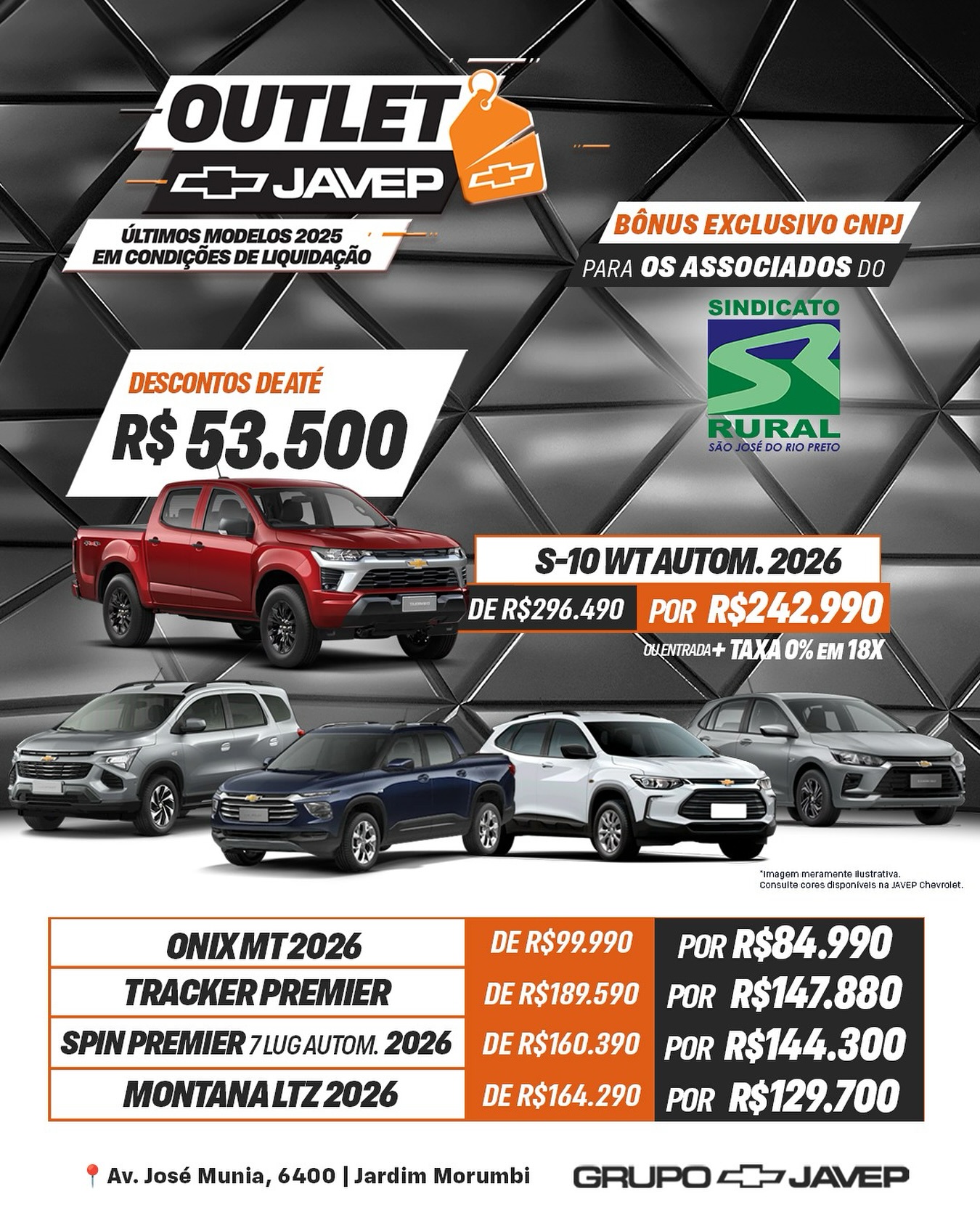 🚘🚀 OUTLET JAVEP CHEVROLET
Condições diferenciadas e benefícios exclusivos para associados.
É a sua oportunidade de conquistar um 0KM!
👉 Confira: https://www.javepchevrolet.com.br/ofertas
💬 WhatsApp: https://wa.me/16992412916