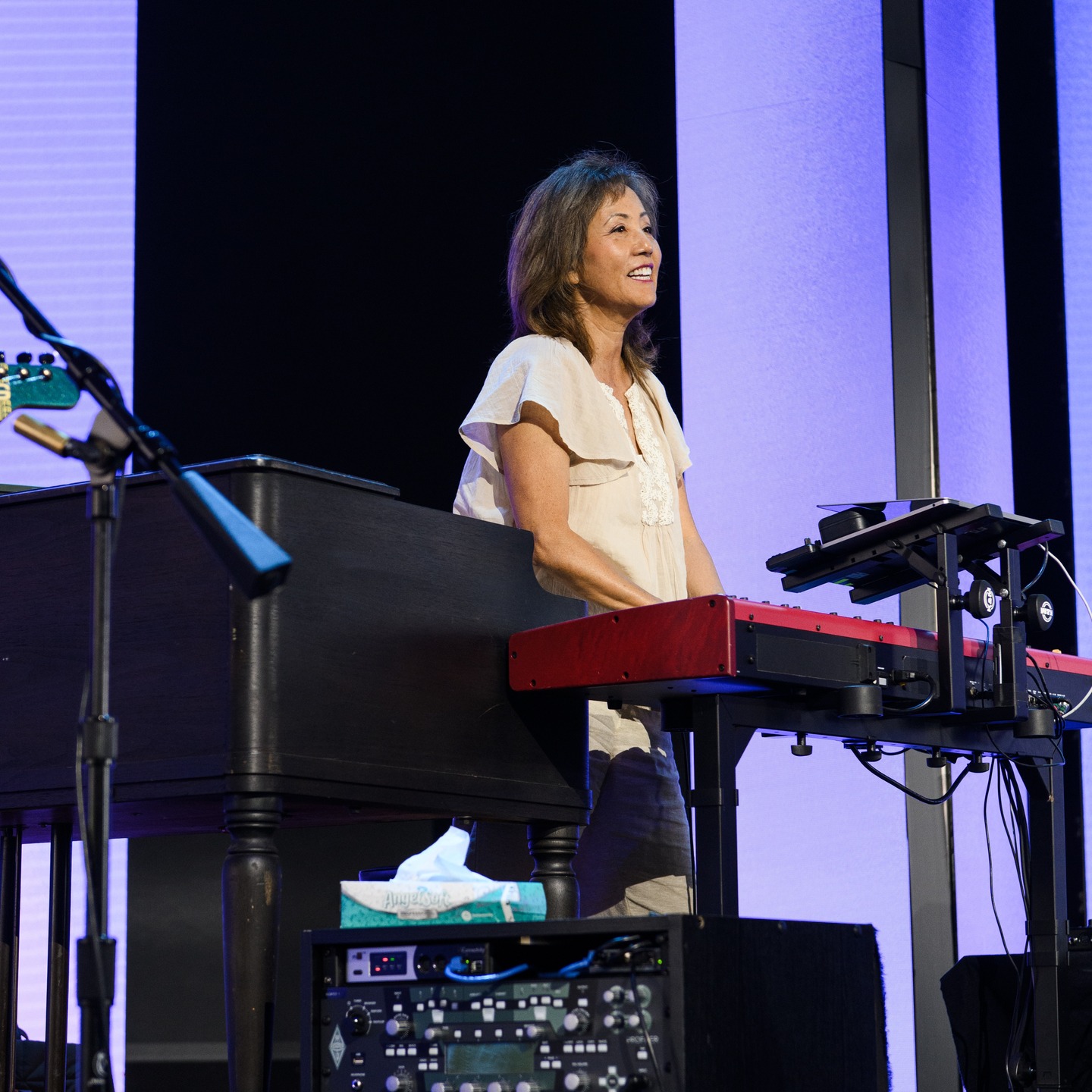 Quite possibly the last photo of me on stage at @saddlebackchurch by one of the many talented photographers on the @saddlebackpics ministry team, Kristie Bell.
Some have asked me what I am doing next, so here goes: focusing on my acting.
I am blessed to be constantly auditioning for commercials and theatricals (TV and film), sometime memorizing lines in the green room between sets and self-taping auditions at 10pm after the Saturday night services. Just in the past year, I've had auditions for shows such as Superman, Cobra Kai, The Pitt, The Boys, and films with major stars. And on the commercial side, I’ve auditioned for Pizza Hut, Farmer's Dog, Princess Cruise Line, TikTok, Starbucks, Xfinity, META, Waymo, Cedar Sinai, Edward Jones, and many more, often squeezing in private coaching sessions between my voice students or rehearsals for the weekend worship set. I was happy to book the national spot for Panda Express and lead roles for a couple of short or independent films this year…so far.
While I think it's good to stay busy, I was quite frankly going bonkers. And I felt scattered and I needed to focus. My hope is that in this new season, I will be able to devote more time to working on the craft of acting. I’m continuing acting classes at @seditastudios and ongoing scene study with @whoskenzolee and I just signed up for a mentoring program with @loriwymancasting which I am very excited about (and so are my agents and manager), for the remainder of 2025.
I also want to be ready for my next karate test in November for brown belt. Not to mention traveling for fun now that Dr. Dave is retired. And, as many of you know, visiting my aging parents in Honolulu as often as possible.
Life is short and we only have one shot. I want to make the best of it as I embark on my Third Act, all for the glory of God as long as I am here on earth.