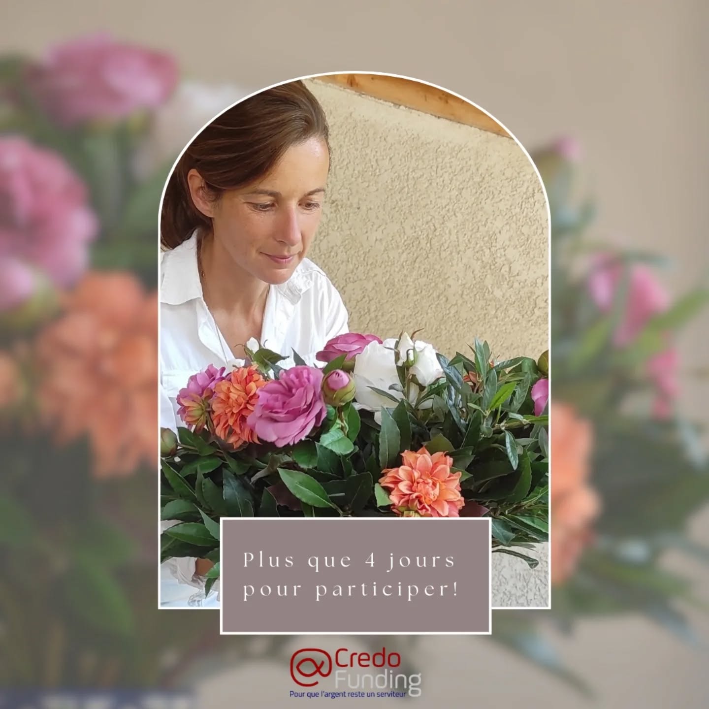 Bientôt la fin de cette campagne lancée au coeur de l'été, j'y suis presque et je suis très reconnaissante à tous ceux qui ont pris le soin et le temps de me lire et de m'encourager au milieu de leurs vacances!
Il n'est pas trop tard pour m'aider à la boucler avant que je me mette dans les cartables des enfants, et qu'ensuite je vous retrouve pour fleurir partout où il y en a besoin, partout où la Providence me mènera!
Merci @credofunding d'avoir soutenu et porté mon idée, de m'avoir tout de suite dit que c'était possible parce que le monde a besoin de beau, de douceur, et donc de fleurs ... 💐
Du fond du coeur merci ❤️
( Lien dans la bio pour me donner le dernier petit coup de pouce dont j'ai besoin)
Camille 🌸
#soyeuse #fleurirleslieuxdesoin #fleuriste #fleursartificielles #compositionflorale #decorationflorale #fleurirpourlongtemps #fleuristedrome #fleuristeprovence