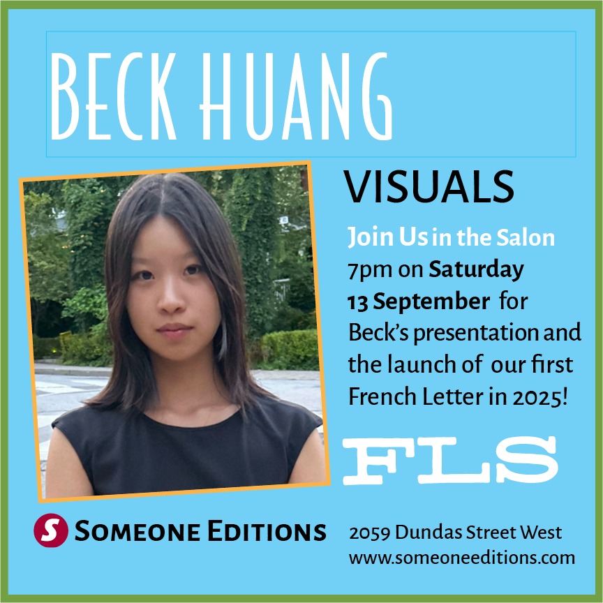 DON'T MISS THIS ARTIST'S TALK! Beck Huang will present in the Someone Editions Salon, reviewing her experiences producing 'Stars', her series of original images, enclosed in our hand printed French Letter alongside poetry by the renown poet Wendy McGrath.
Beck (she/they) has a background in Art History and Philosophy and is currently completing a Masterâs in Arts Leadership and Management. She works in the arts and maintain a personal practice alongside their professional life. Their work centers on slow, methodical stippled drawings that explore form, atmosphere, and rhythm through a meditative, non-representational approach. Influenced by the quiet intensity of Agnes Martin and the structural rhythms of concrete poetry, their drawings reflect a sustained attention to subtlety and repetition.
In the Stars series, these forms are reimagined through stamped impressions, translating the original works into a new mode that considers trace, reproducibility, and the shifting nature of mark-making.
An avid collector of artist books and multiples, they also write a weekly newsletter highlighting upcoming art exhibitions and events in Toronto