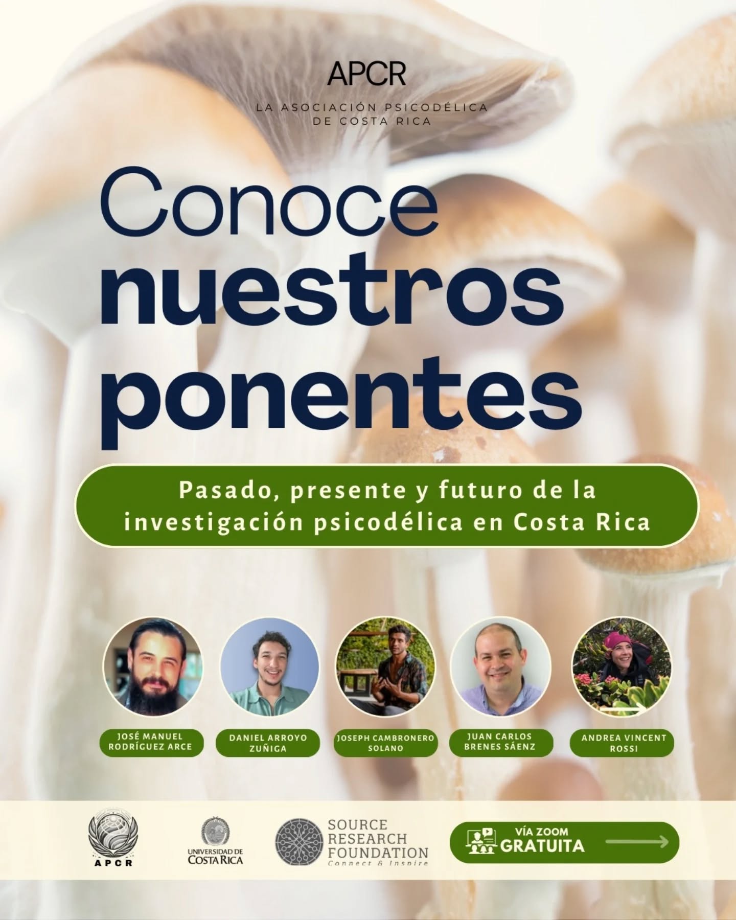 ✨ Conoce a los ponentes ✨
📢 Pasado, presente y futuro de la investigación psicodélica en Costa Rica
Te invitamos a una conversación única sobre la historia, la situación actual y las perspectivas futuras de la investigación psicodélica en nuestro país.
🧠 Contaremos con la participación de miembros de la Asociación Psicodélica de Costa Rica junto con investigadores de la Universidad de Costa Rica, compartiendo conocimientos, experiencias y hallazgos.
🌱 Fecha: Jueves 28 de agosto de 2025
🕖 Hora: 7:00 p.m. (Hora de Costa Rica)
📍 Lugar: Zoom (evento virtual gratuito)
💡 Organiza: Asociación Psicodélica de Costa Rica
🤝 Auspicia: Source Research Foundation
🔗 Escanea el código QR para acceder al enlace de acceso a la charla.
📚 Un espacio para aprender, dialogar y conectar con una comunidad interesada en el conocimiento y la ciencia psicodélica. ¡No te lo pierdas!