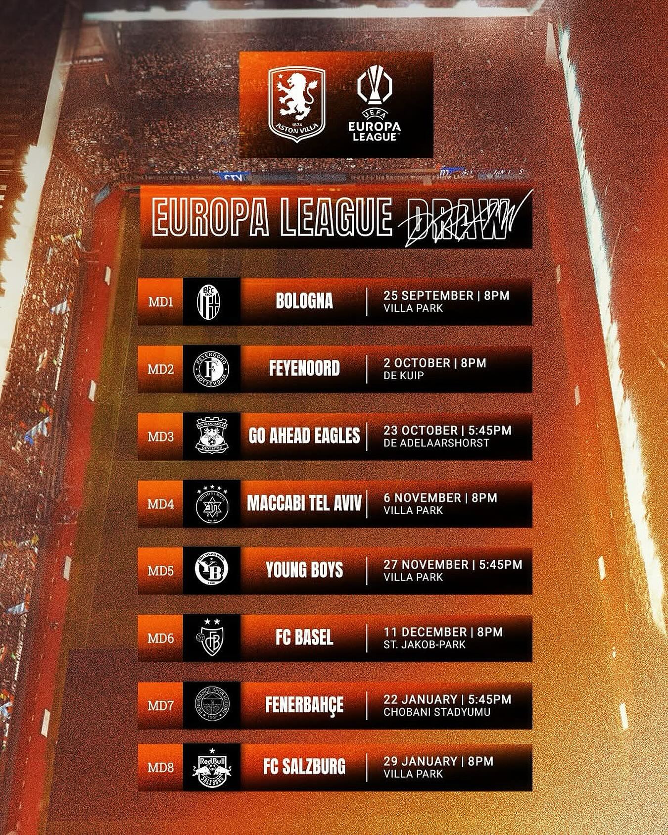 @europaleague “League Phase” fixtures! #VillansByTheBay