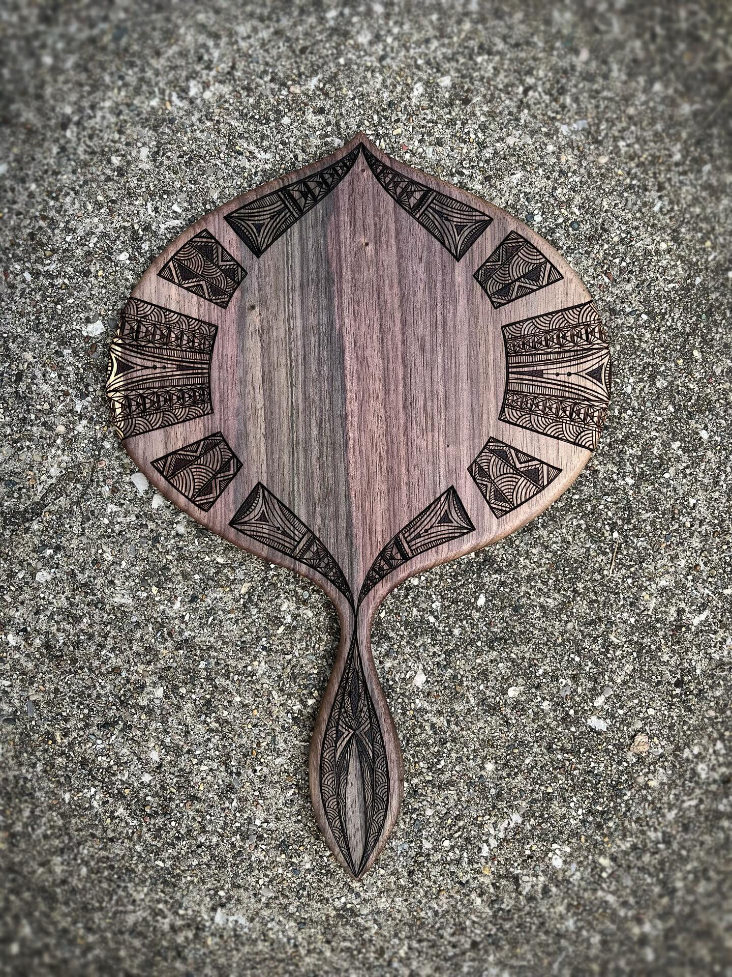 New hand mirror just waiting for the mirror to be inserted ✨ Made with Blue Mahoe wood from PR
.
.
.
.
.
.
.
.
#kcapurasdesign #pyrography #pyrographyart #pyrographyartist #woodart #woodartist #woodburning #woodburningartist #woodburningart #woodporn #burnedbyhand #freehand #abstractart #woodcraft #originaldesign #oneofakind #femalewoodworker #naturalstyle #homedecor #boho #bohohome #statementpiece #handmademirror #mirror #handmirror #girlthings #artofinstagram #artporn #michigan #localartist @razertip @odiesoil
