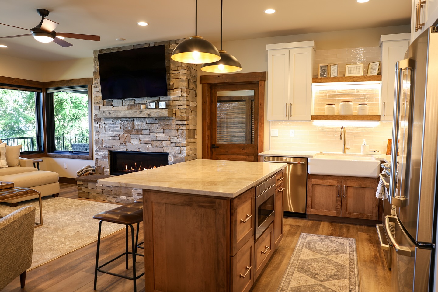 ✨ Inside this Priest Lake retreat ✨
Every corner of this home was designed with warmth and character in mind. From the stone fireplace and open kitchen to the dining room framed with rustic wood accents, the spaces feel both inviting and timeless.
Custom cabinetry runs throughout the home—including a tailored laundry room, a built-in book nook with a large window seat, and plenty of storage to keep things both functional and beautiful. 📚✨
This home is a true reflection of craftsmanship and comfort, created for family gatherings and quiet lake mornings alike. 🌲🏡
#PriestLakeRetreat #LakefrontLiving #RameyConstruction #CustomHome #LuxuryCabin #IdahoLiving #BuildingDreams #WaterfrontLiving #CustomCraftsmanship #DreamHome