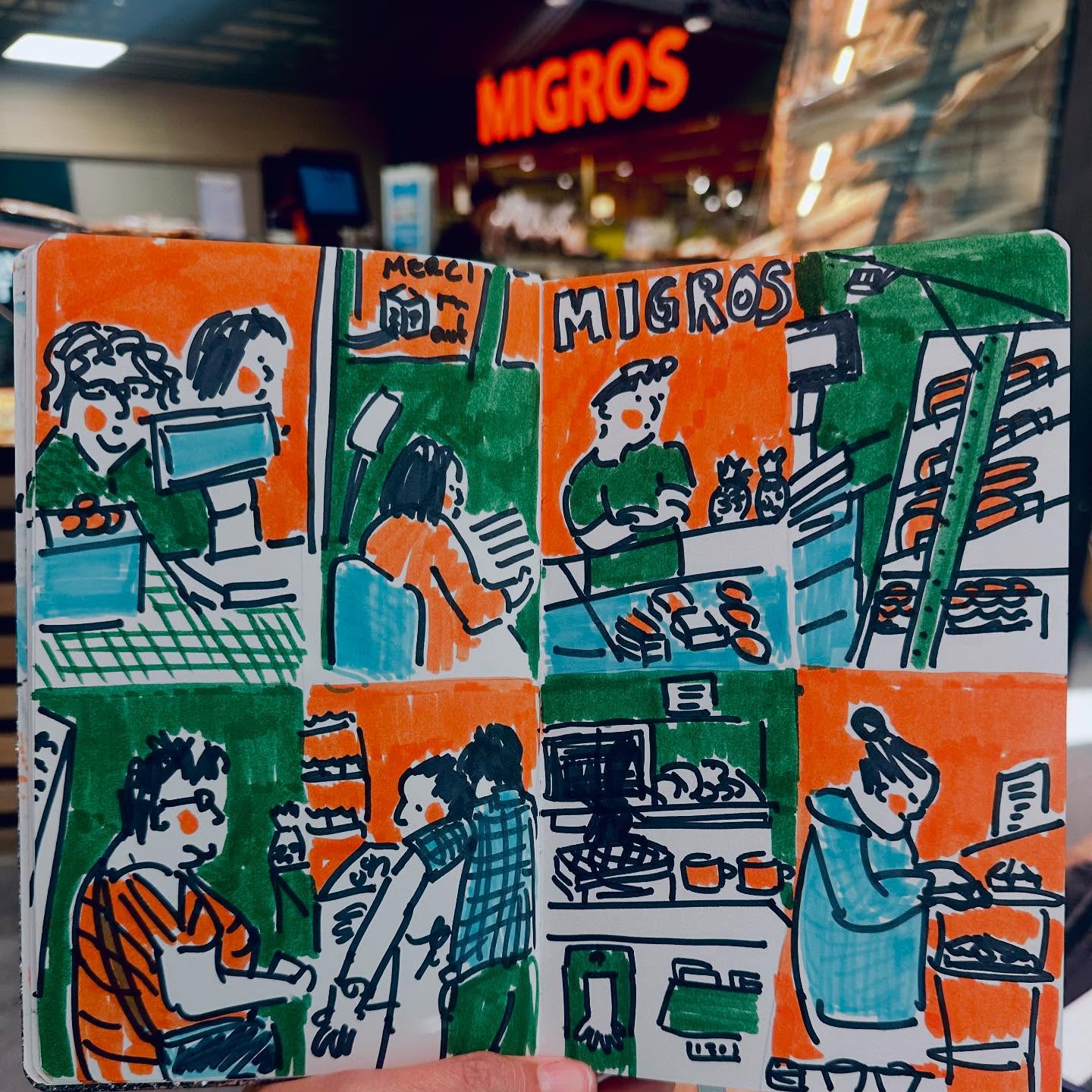 Day 26 of the #3materialsdrawingchallenge Found myself sitting in Zürichsee shopping centre at ridiculous o’clock this morning waiting for the shoe shop to open. Got up very early as was meant to have a dental appointment but got stuck in an almighty traffic jam and had to cancel it. Daughter’s school has told her she can not wear her (white soled) trainers in the gym because they are borderline jogging shoes rather than indoor sportshall shoes 🙄 The emergency purchase resulted in too small shoes which needed driving all the way back to the shop again today and changing before the sports lesson! Oh the joys of new schools and living in a village miles away from shoe shops 👞 and the constant challenges of juggling kids stuff in the middle of the working week. But on the plus side it did mean I found myself with a perfect sketching window for a change!! ✍️ Back to marker pens and panels!
This great challenge is hosted by @charlotte.durance @kathryn_boyt and @naomitippingillustrator
#goodshipillo #drawfromlife #drawfromlifeeveryday #threematerialsdrawingchallenge #drawfromobservation #sketchbook #sketching #3materialsdrawingchallenge2025 #sharpiedrawings #markerdrawings #brushpens #urbansketch #urbansketcher #skizze #zürichsee #wädenswil