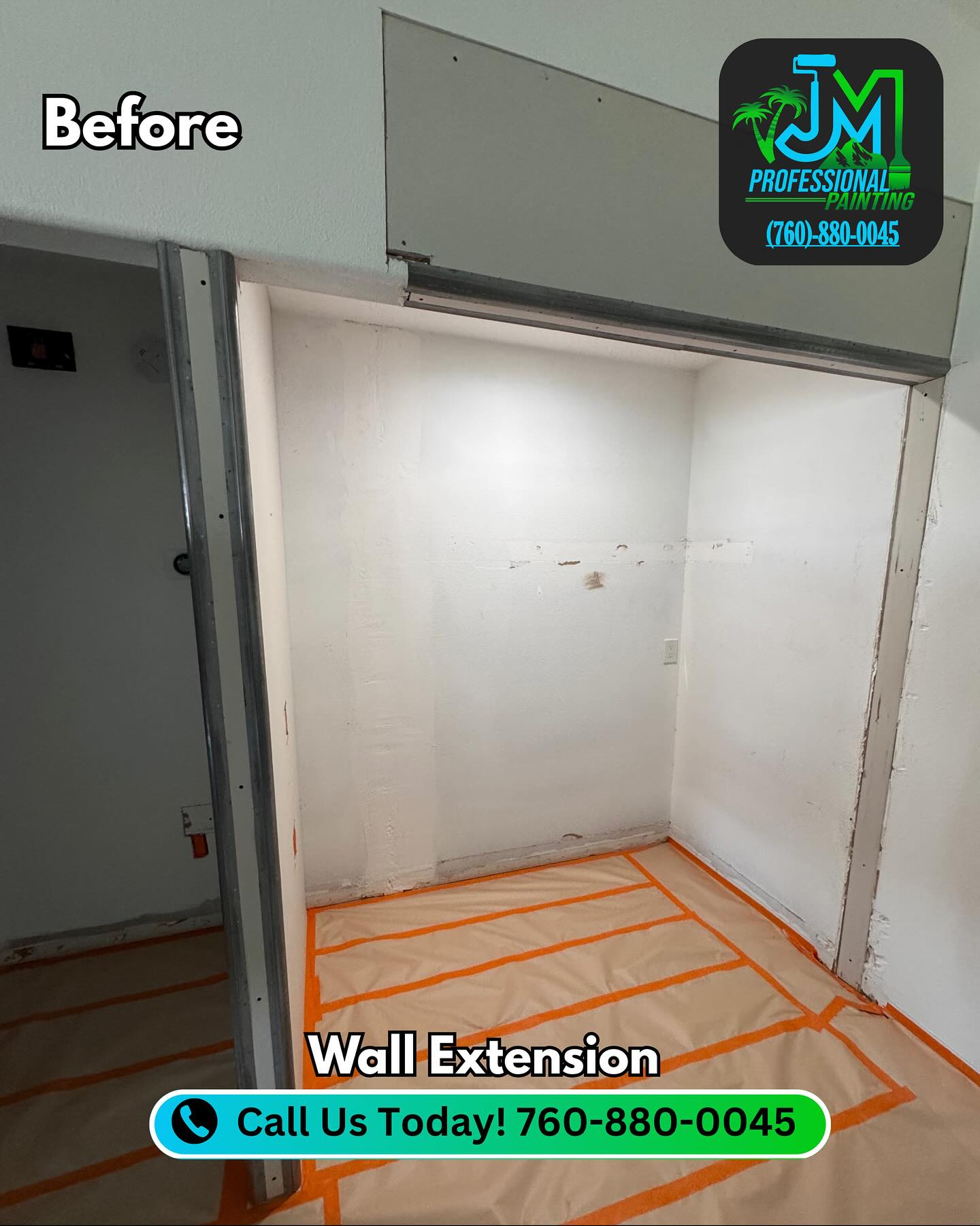 JM Professional Painting just finished a wall extension project—built the structure, installed the drywall, and finished it off with a smooth, fresh coat of paint. From start to finish, we make sure every detail is solid and seamless.
📞Call our team today for your next interior upgrade
760-880-0045
#palmsprings #laquinta #palmdesert #cathedralcity #coachellavalley #professionalpainting #paintingservices #renovations #remodeling #interiorrenovation #interiorupgrade