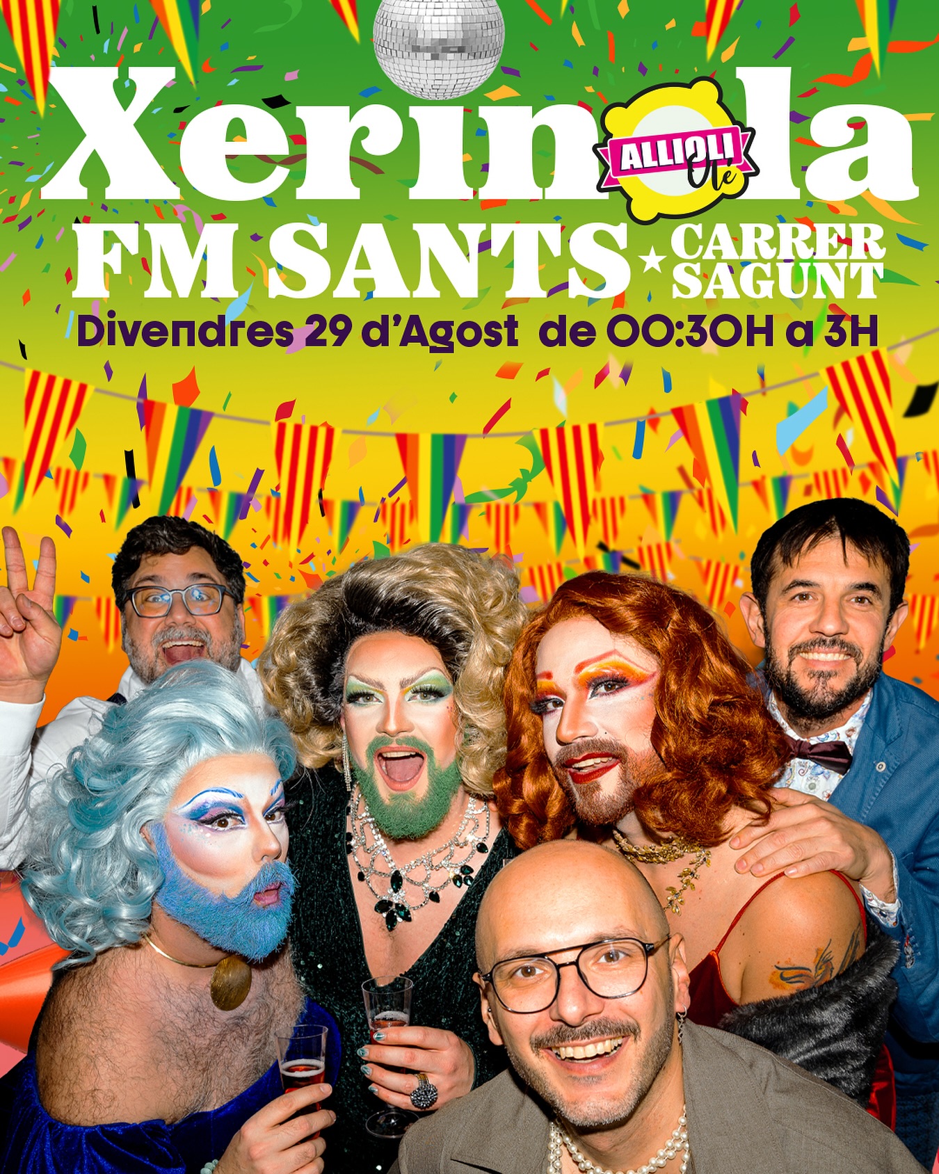 Atenció!!!! Última parada de la nostra gira XERINOLAAAAA 🎉🫂 que ja és un clàssic lgbtiq+ 🏳️🌈✨🏳️⚧️ de l’estiu al nostre estimat Carrer Sagunt que sempre ens regala nits memorables i úniques durant aquests 5 anys!
Divendres 29 d’agost
📍FESTA MAJOR DE SANTS
@comissiosagunt
🕚 00:30h a 3h
després del PD @xarxacat
ENXERINOL·LA’T 💖🎉🎊
No hi pots faltar que és divendres!
El FOMOOOO podrà amb tu 😜
Esteu avisats/des!!!!
📸 @g.a.l.d.r.i.c
🎨 @misterandreu